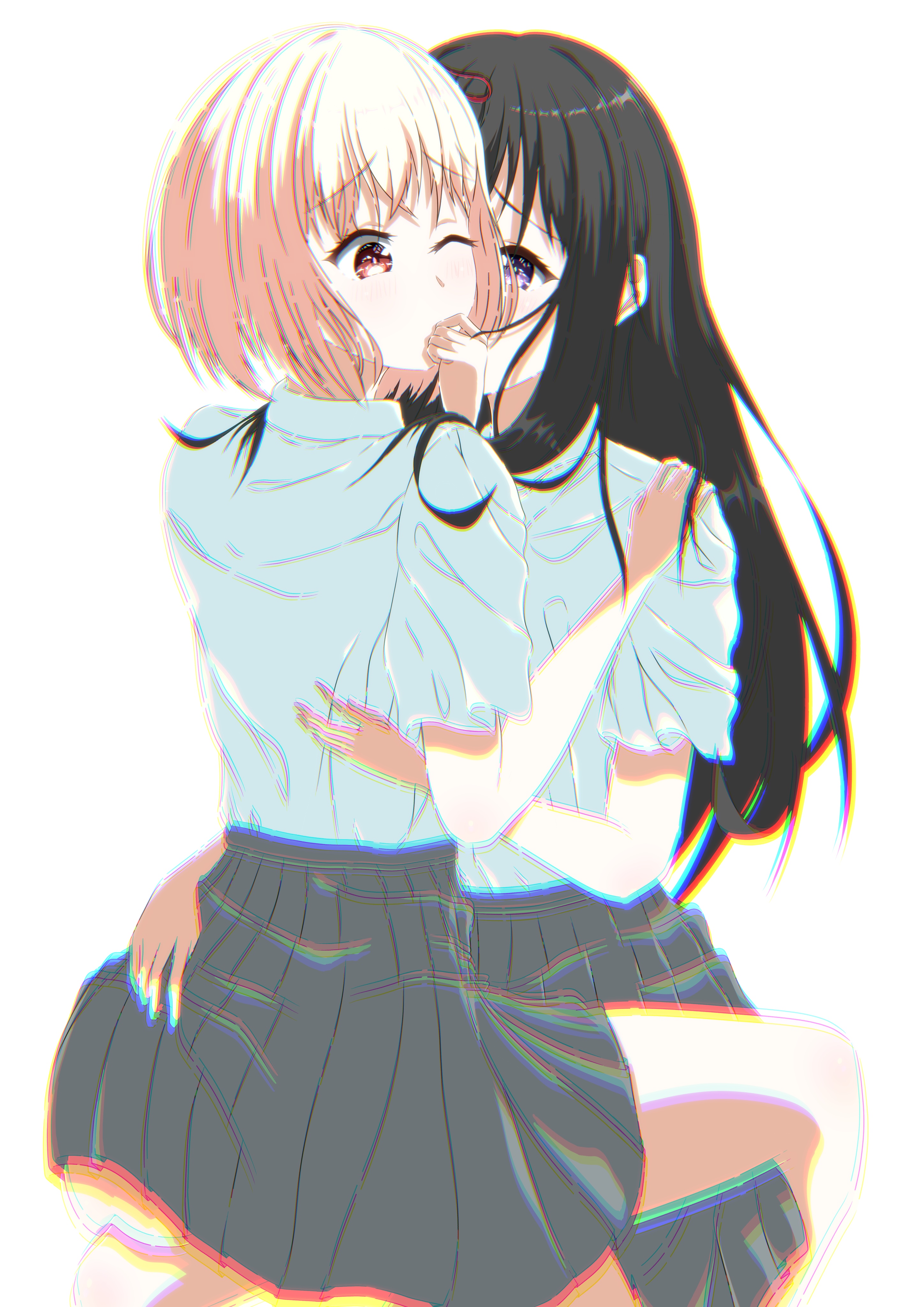 Inoue Takina and Nishikigi Chisato embracing HD Phone Wallpaper
