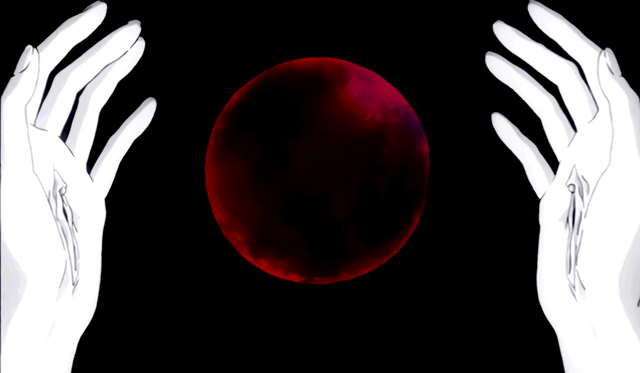 Neon Genesis Evangelion: Red Moon and Hands HD Wallpaper