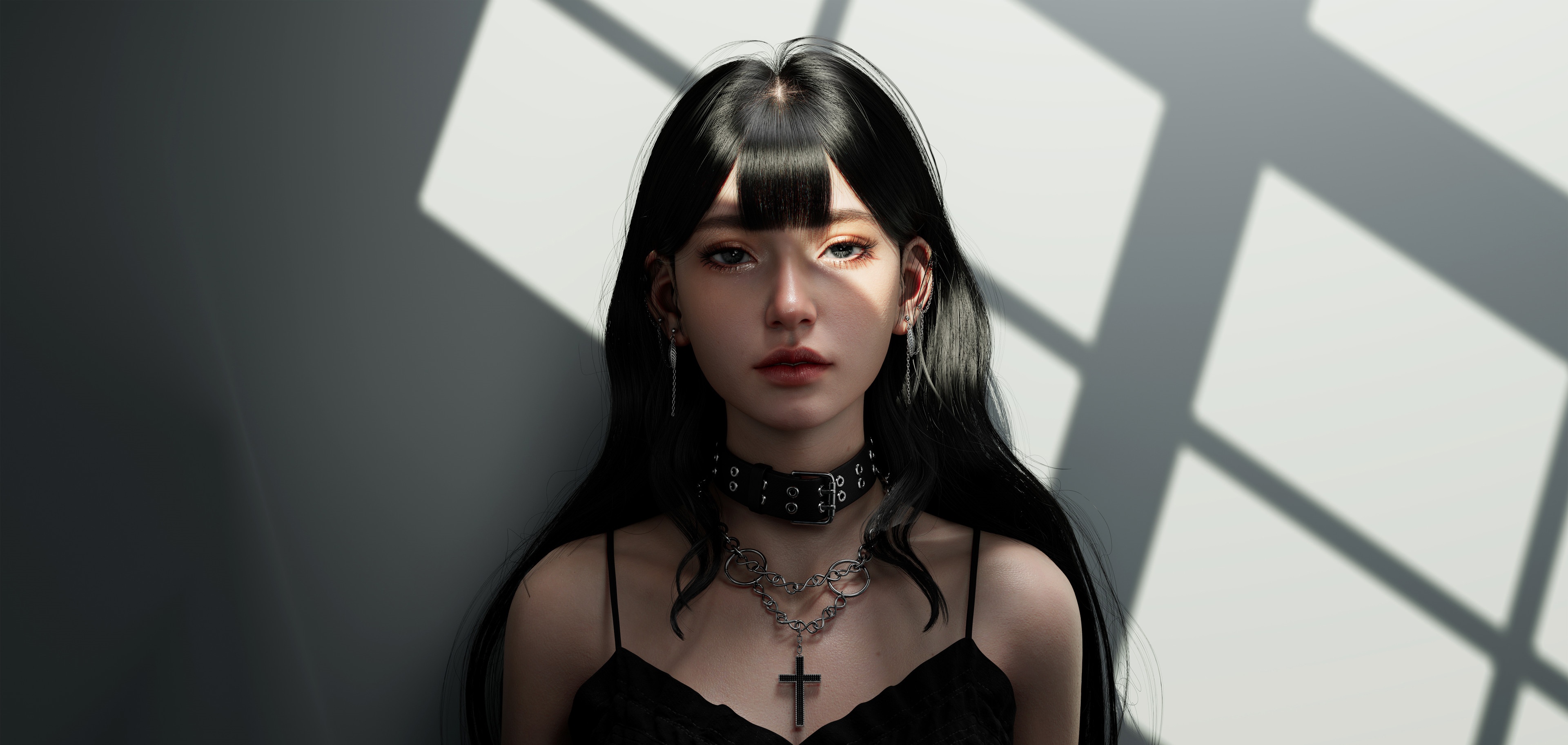 4K artwork of a woman with dark hair by Xiao DezHu HD Wallpaper