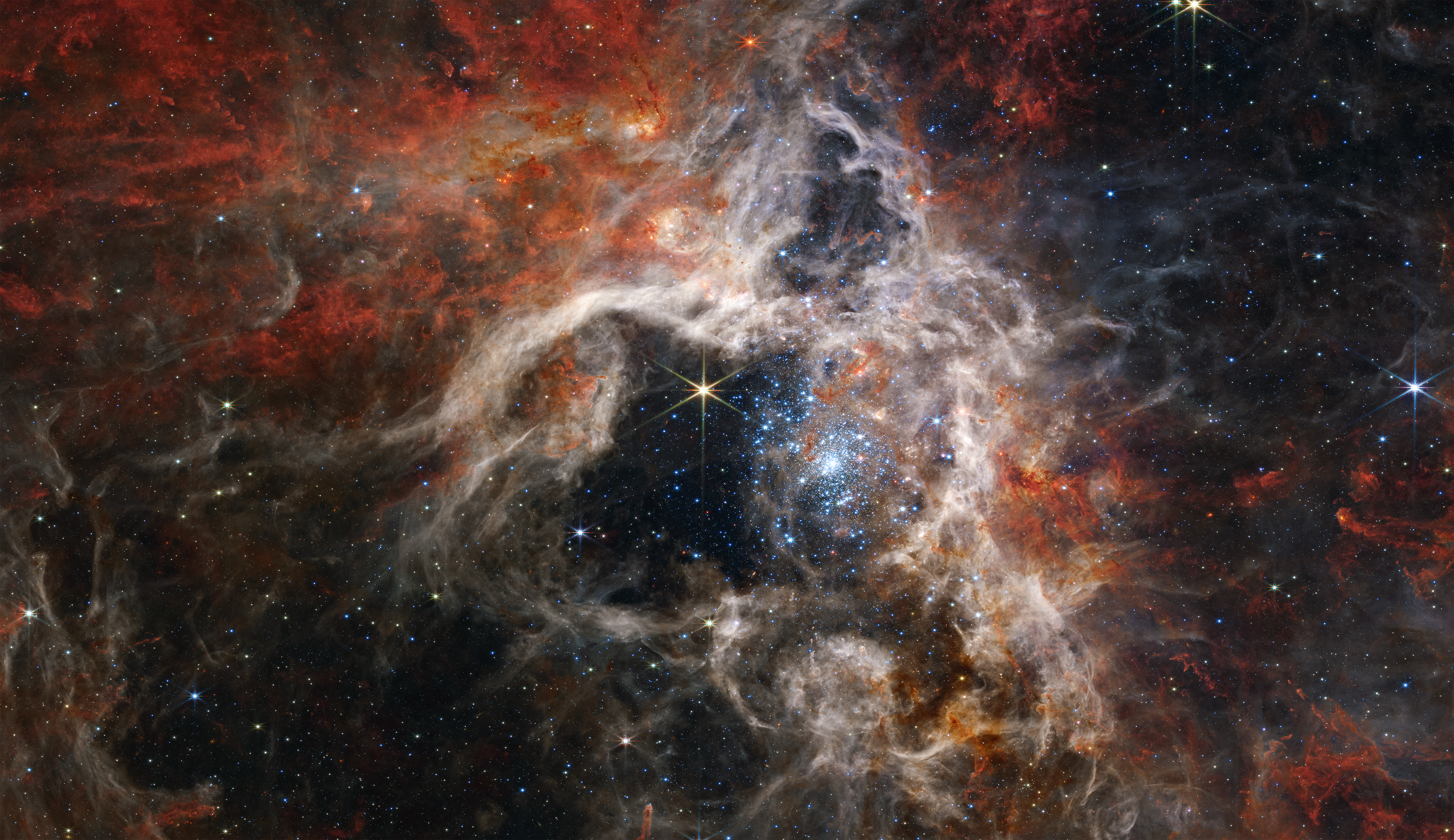 Tarantula Nebula in Infrared by James Webb Space Telescope HD Wallpaper