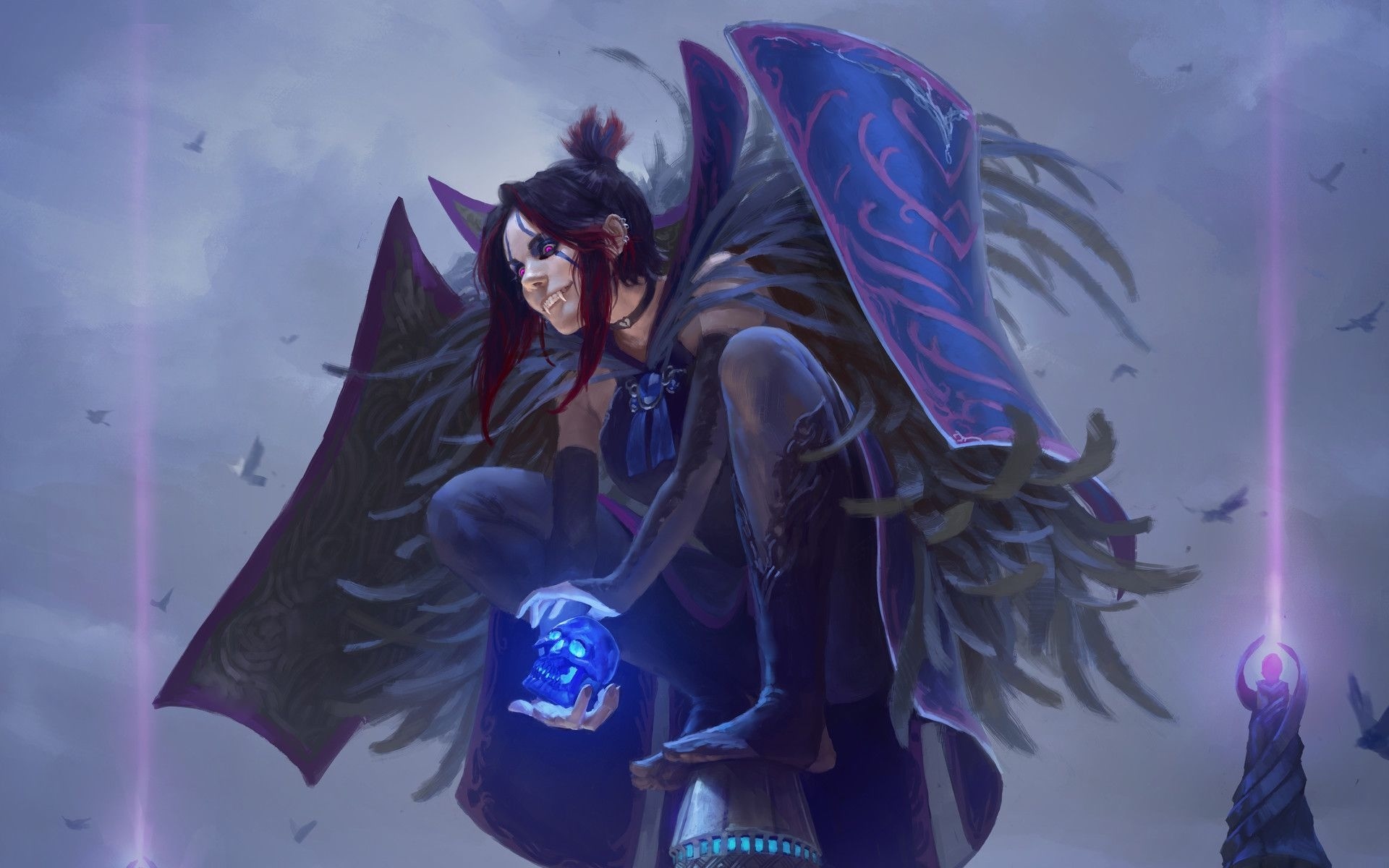 Magic The Gathering Vampire Girl with Skull HD Wallpaper