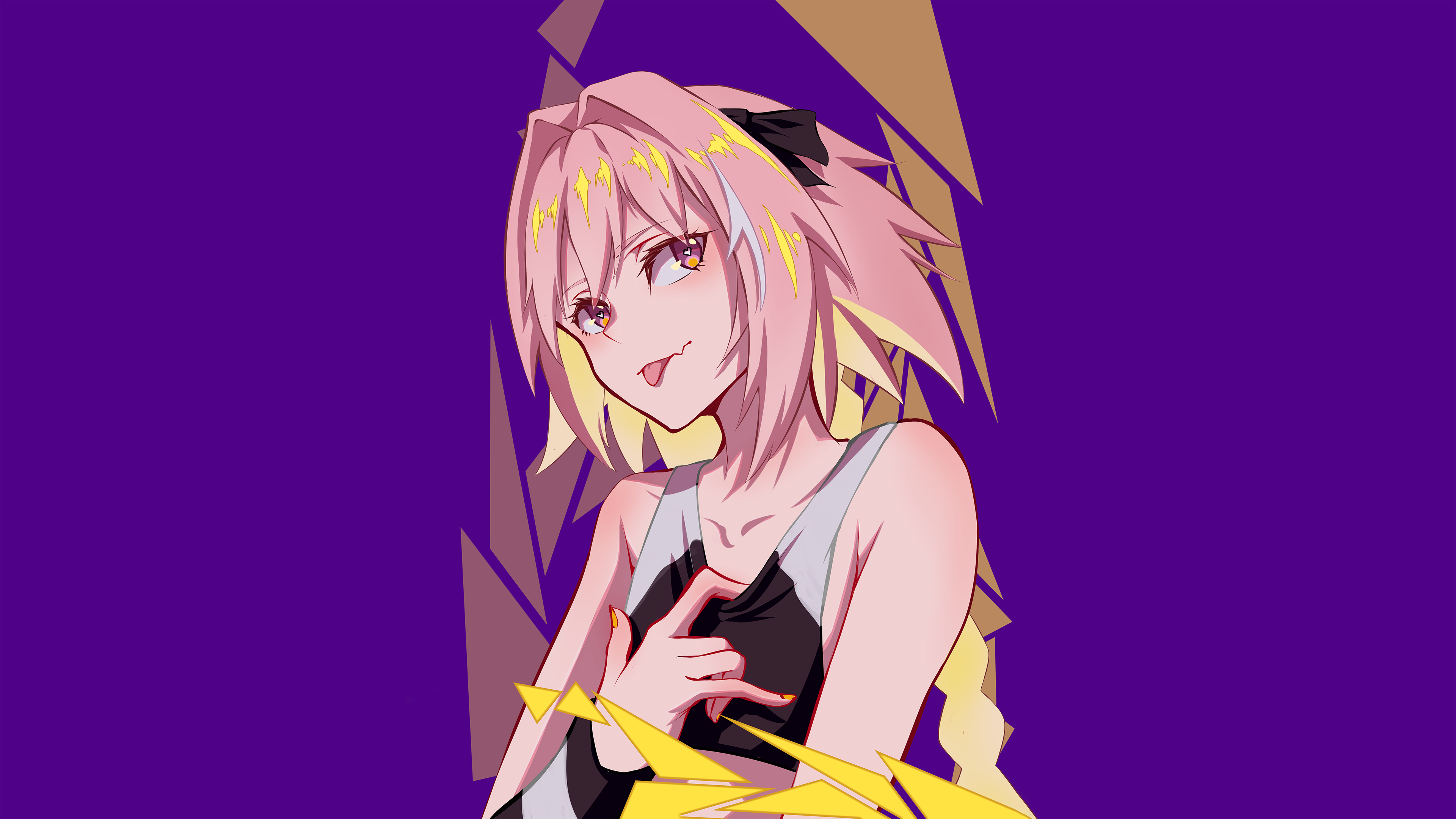 Astolfo with pink hair and purple eyes HD Wallpaper
