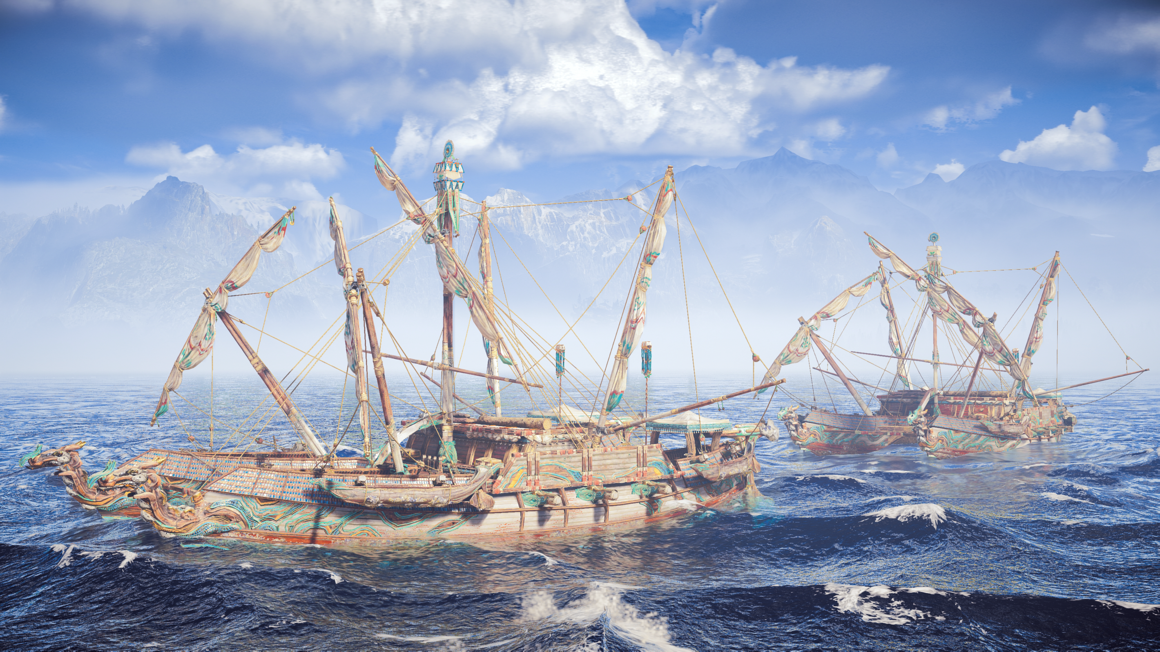 Horizon Forbidden West: Sailing Ships on Water HD Wallpaper