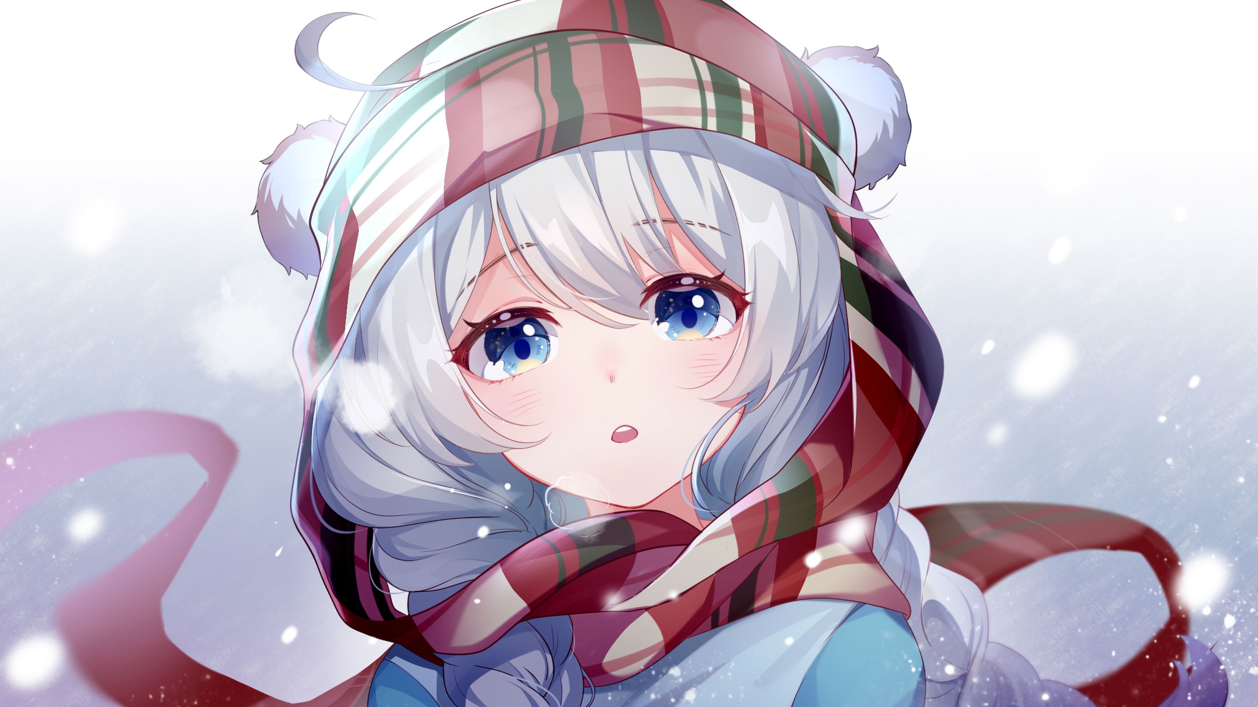 Kiana Kaslana in winter with a scarf and hat HD Wallpaper