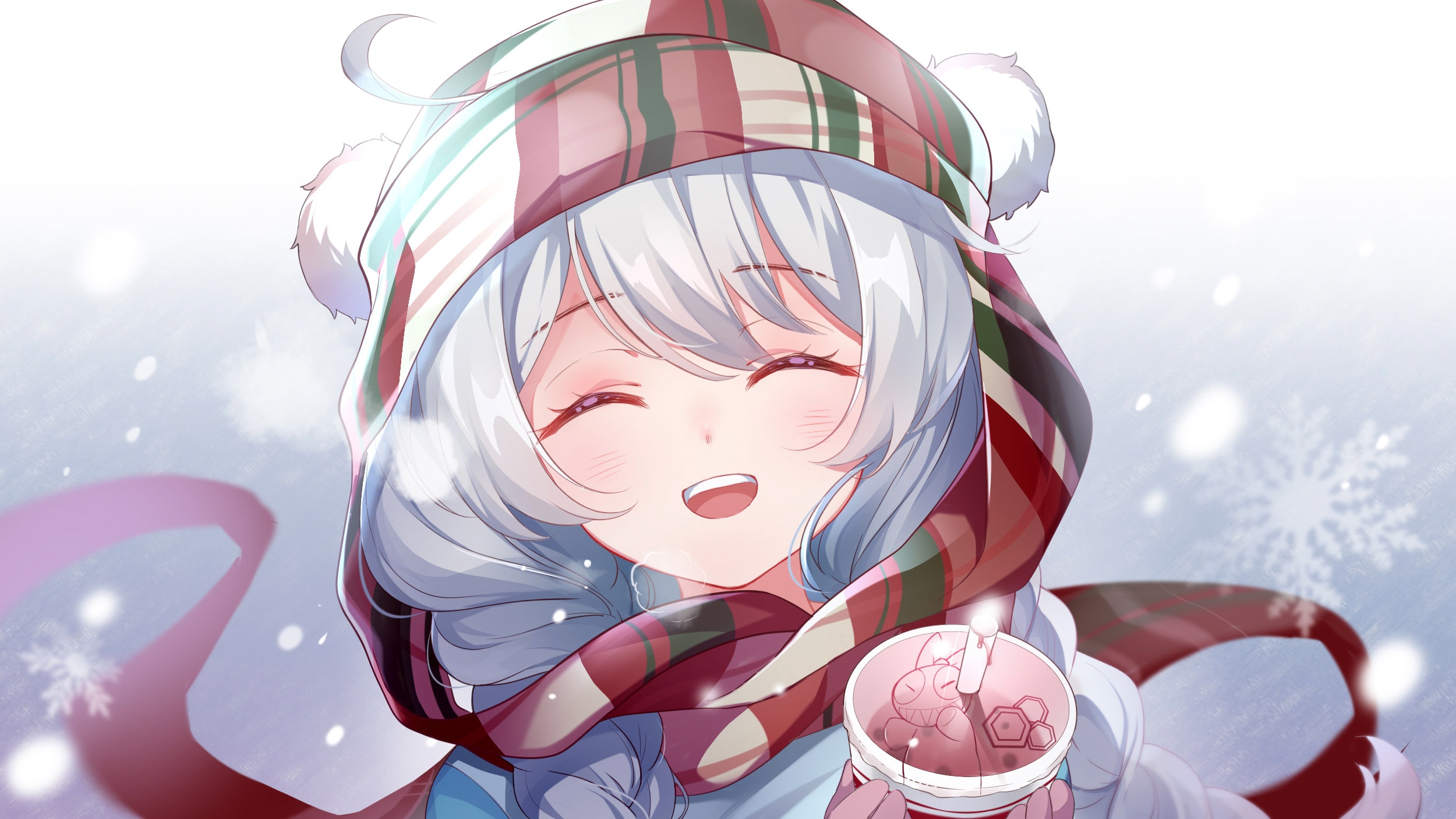 Kiana Kaslana in Snow with Scarf and Hat HD Wallpaper