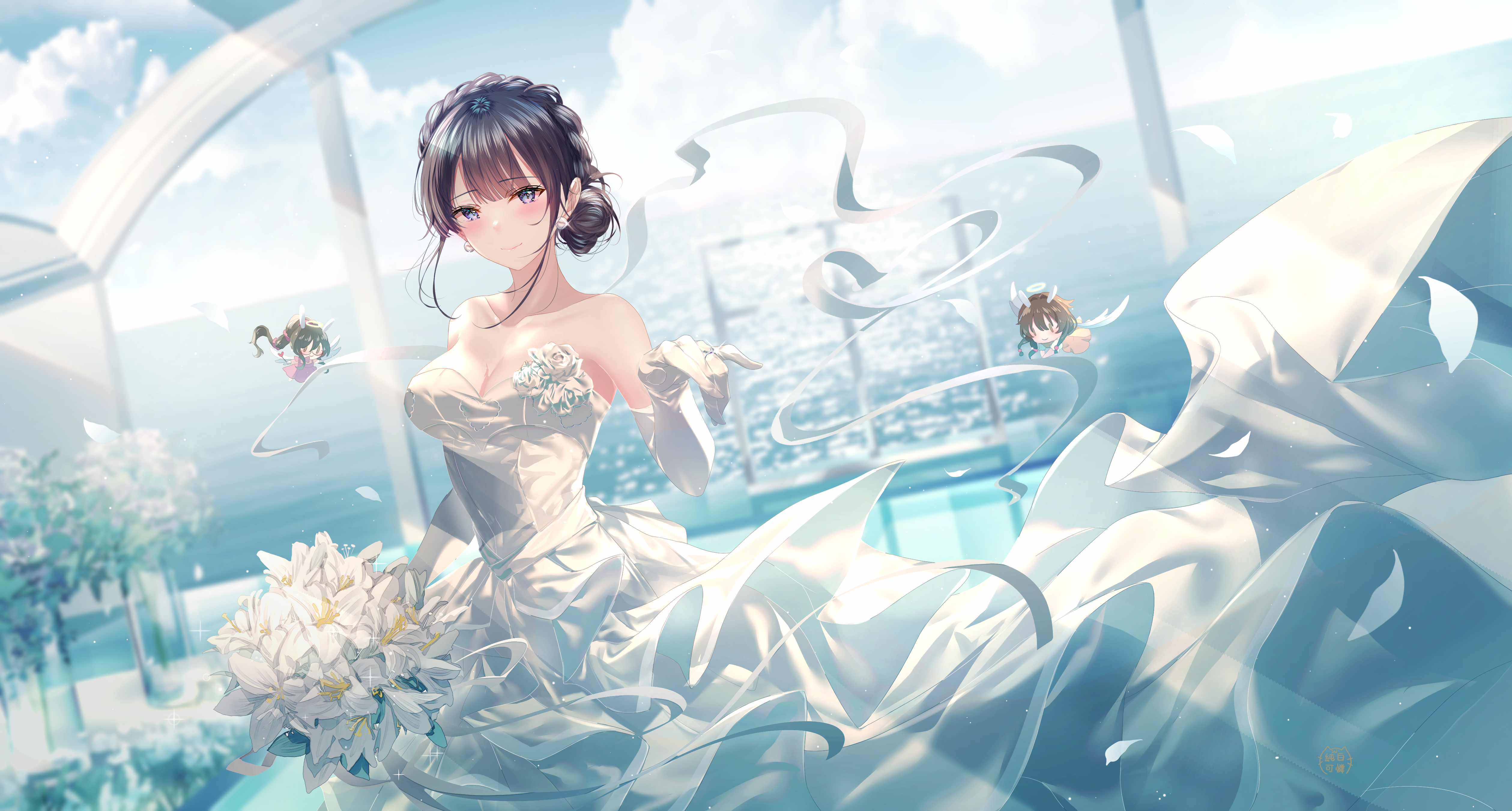 Shoko Makinohara Wedding Dress 4K HD Wallpaper