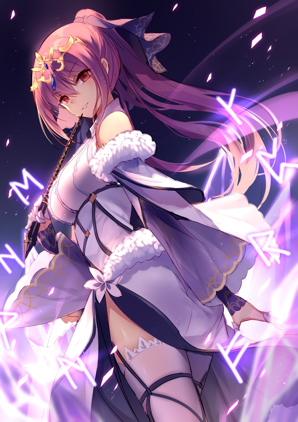 Scathach Skadi from Fate/Grand Order playing a flute HD Phone Wallpaper