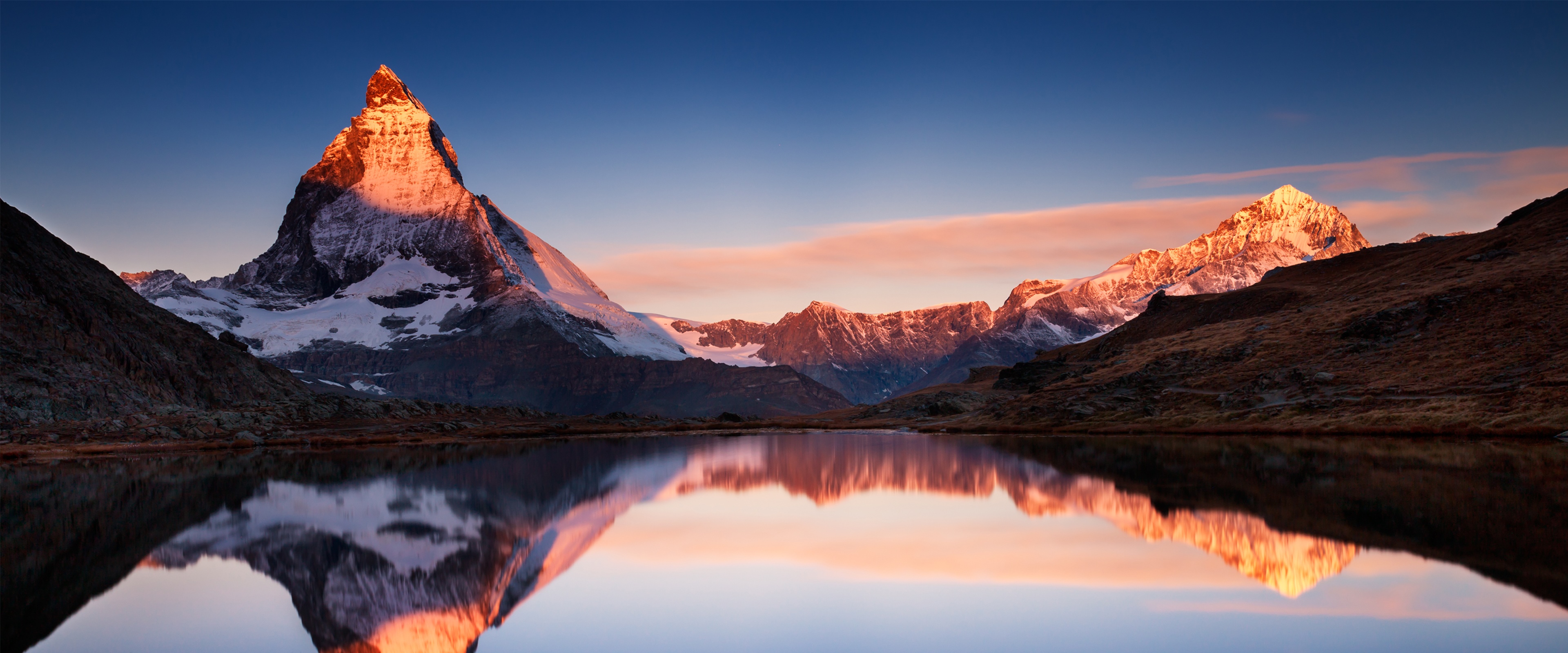 4K Matterhorn mountains reflection in water HD Wallpaper