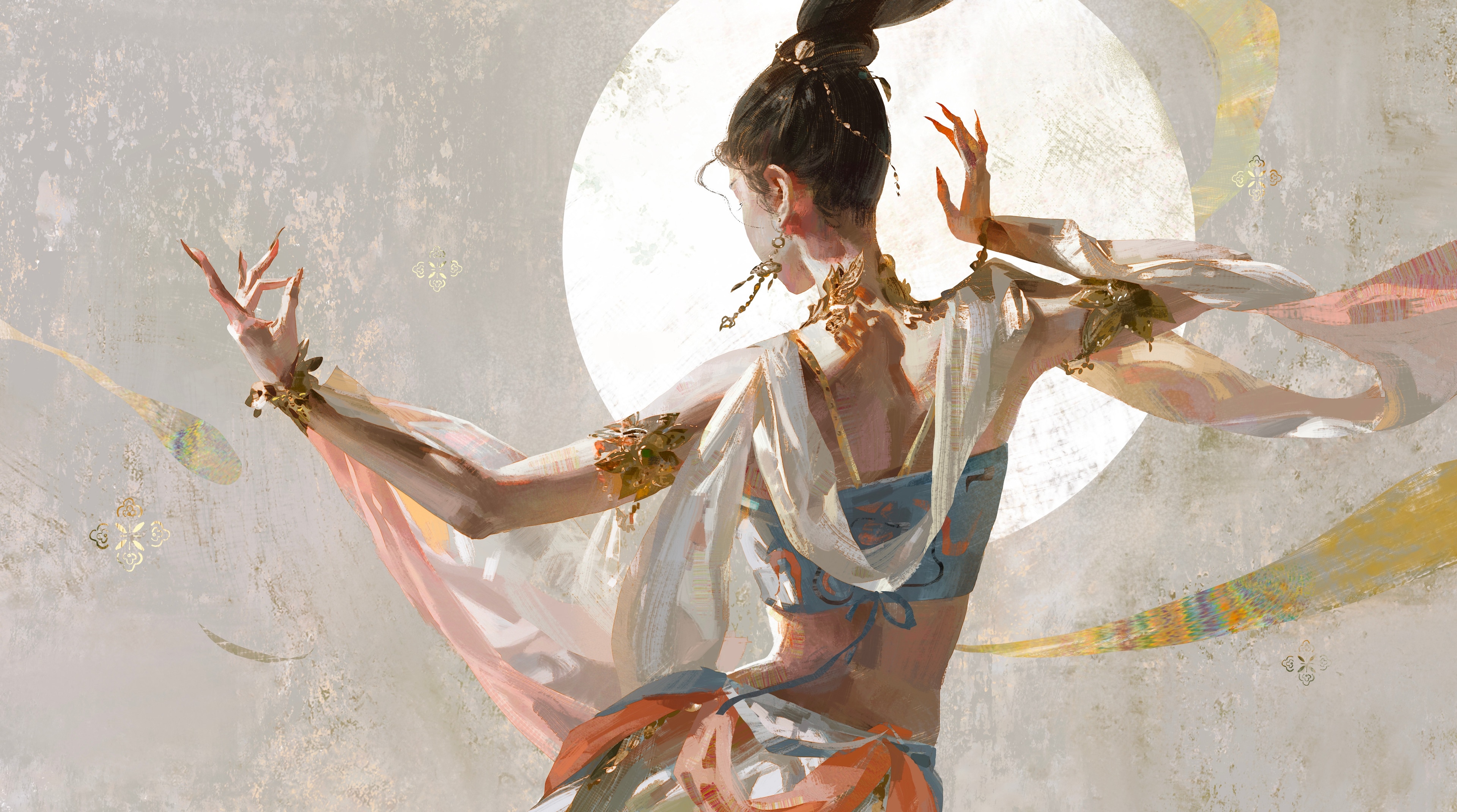 4K Fantasy Art Dancer Inspired by Dunhuang Mural HD Wallpaper