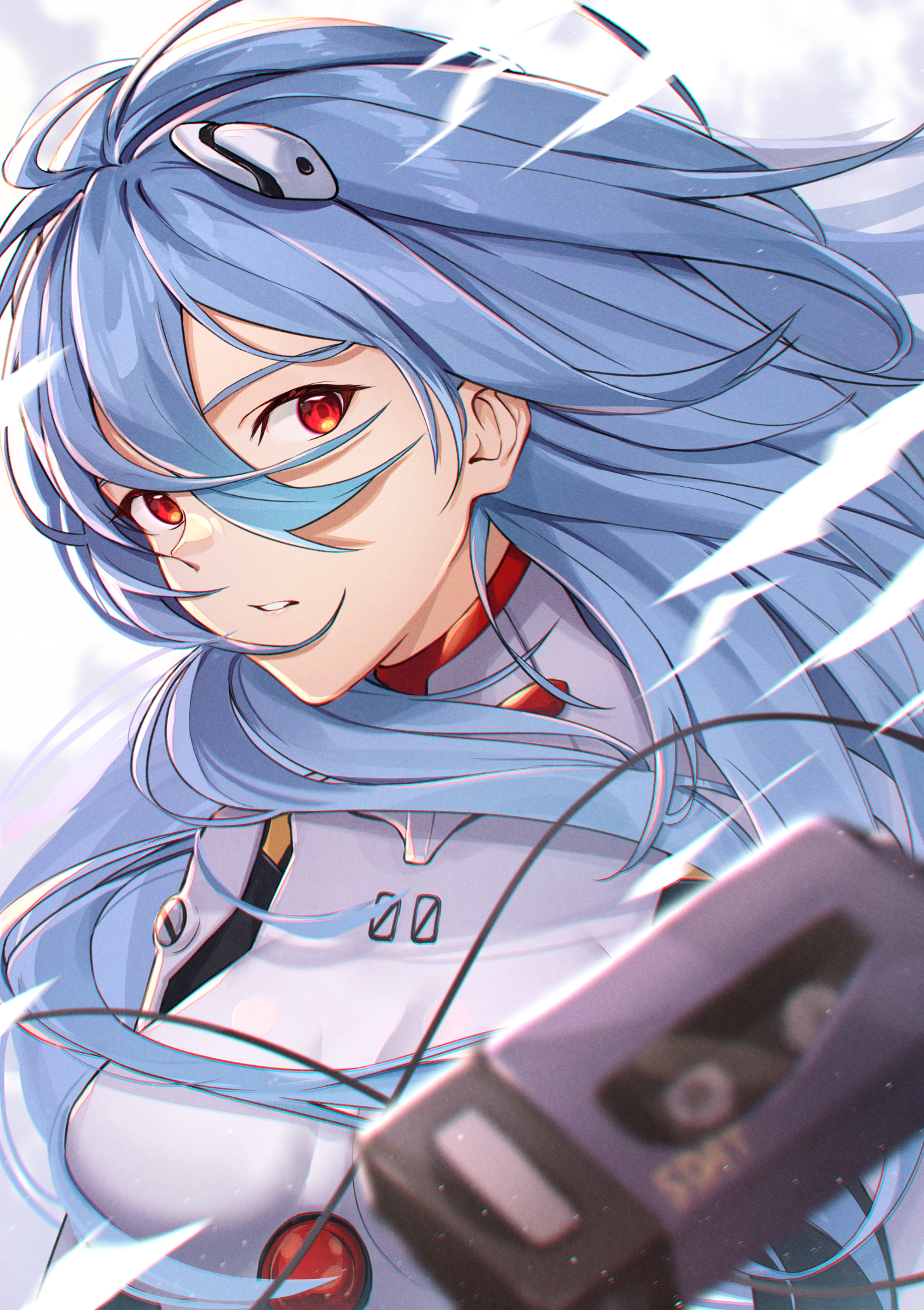 Ayanami Rei from Neon Genesis Evangelion with blue hair HD Phone Wallpaper