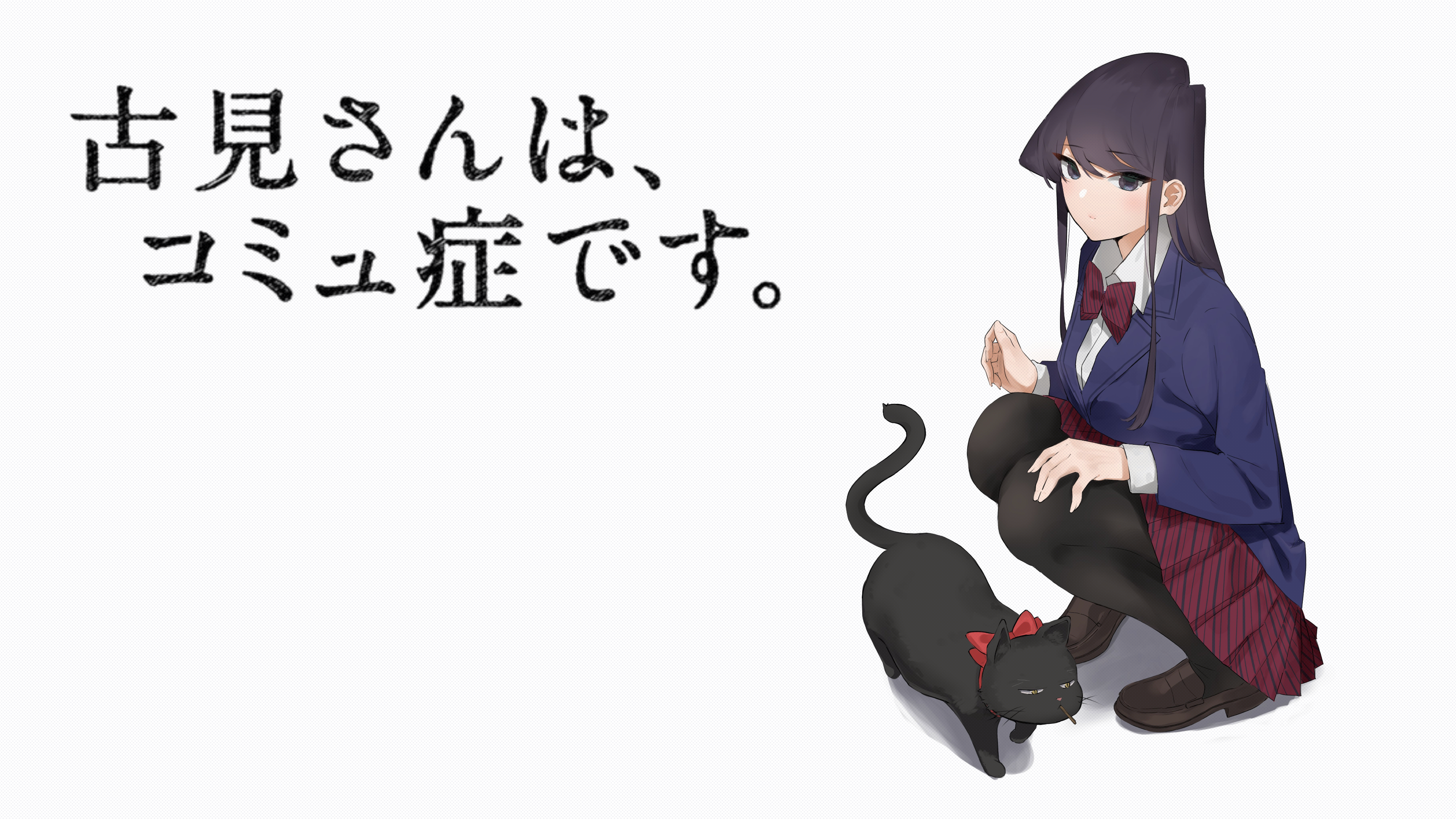 Komi-san wa, Comyushou desu. with Komi Shouko and cat HD Wallpaper