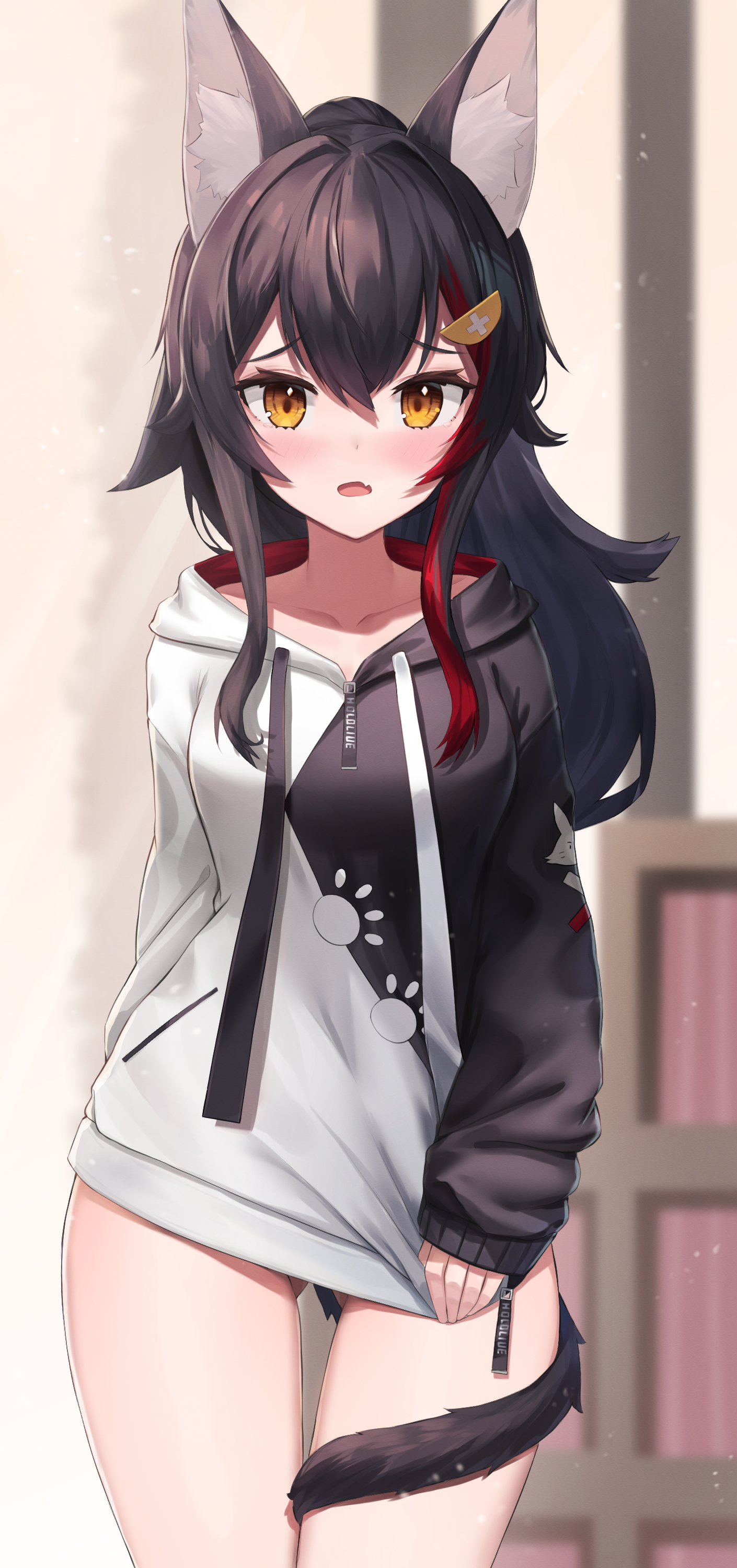 Ookami Mio in a hoodie HD Phone Wallpaper