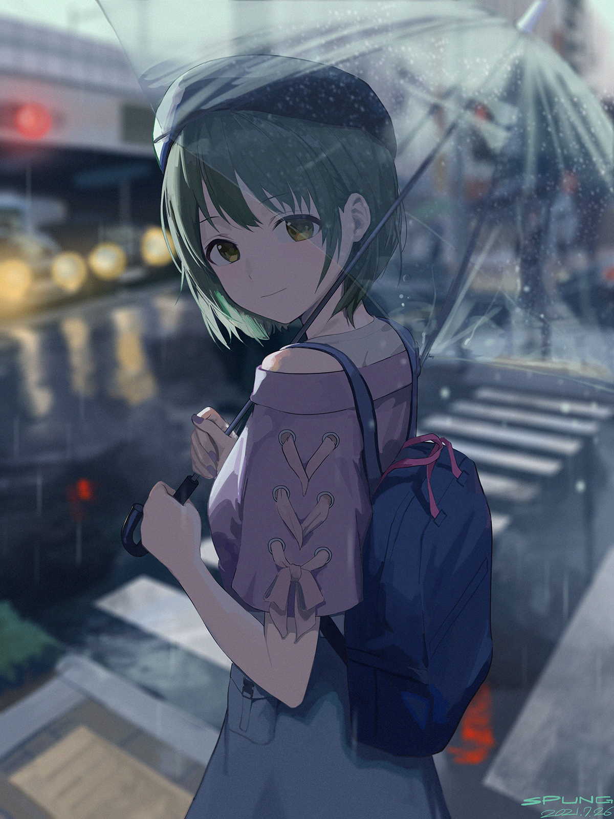 Anime girl with umbrella in the rain HD Phone Wallpaper