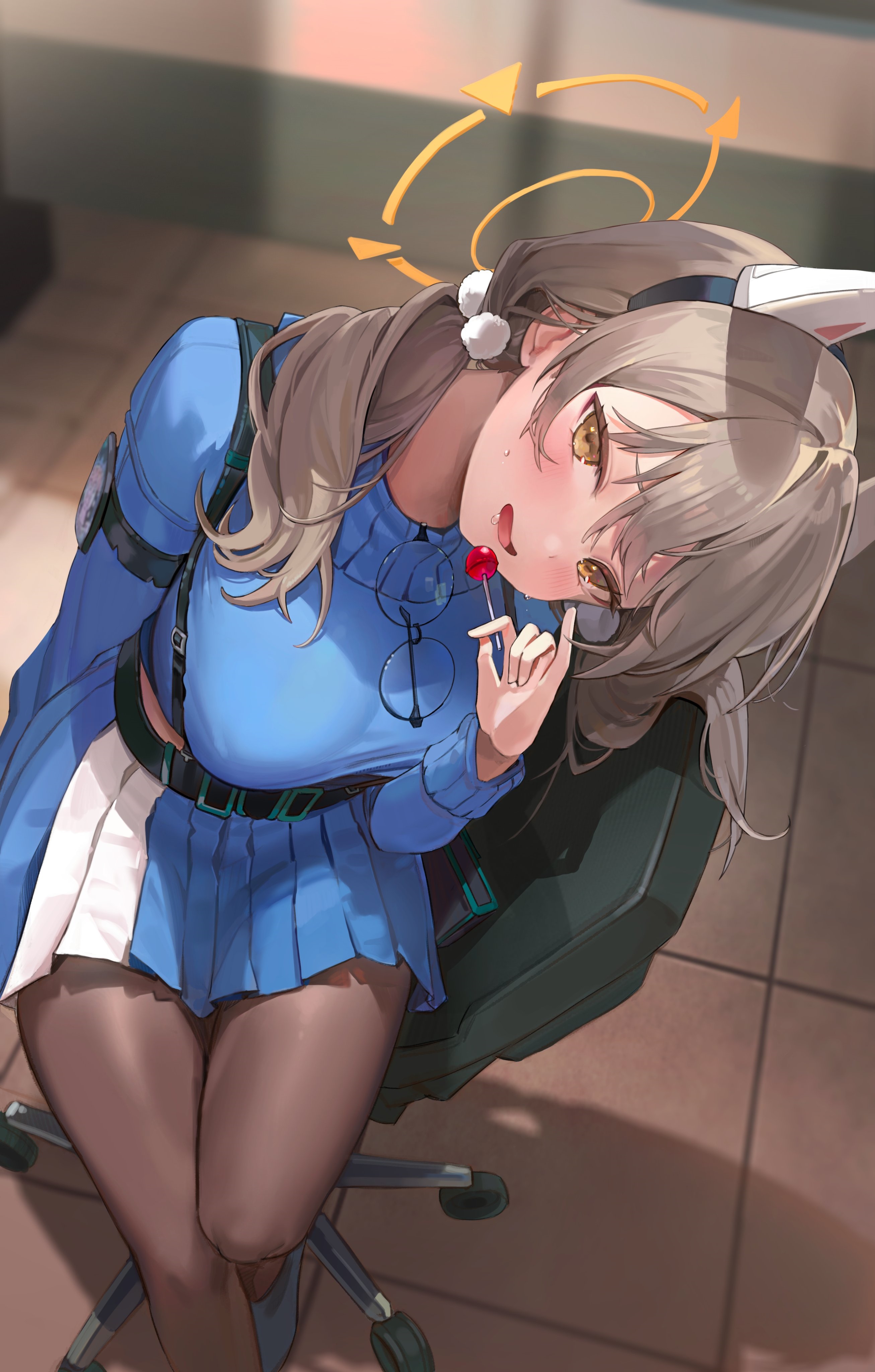Freng with cat ears eating a lollipop HD Phone Wallpaper