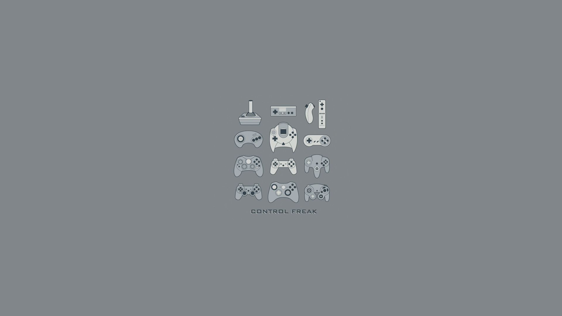Collection of vintage video game controllers HD Wallpaper