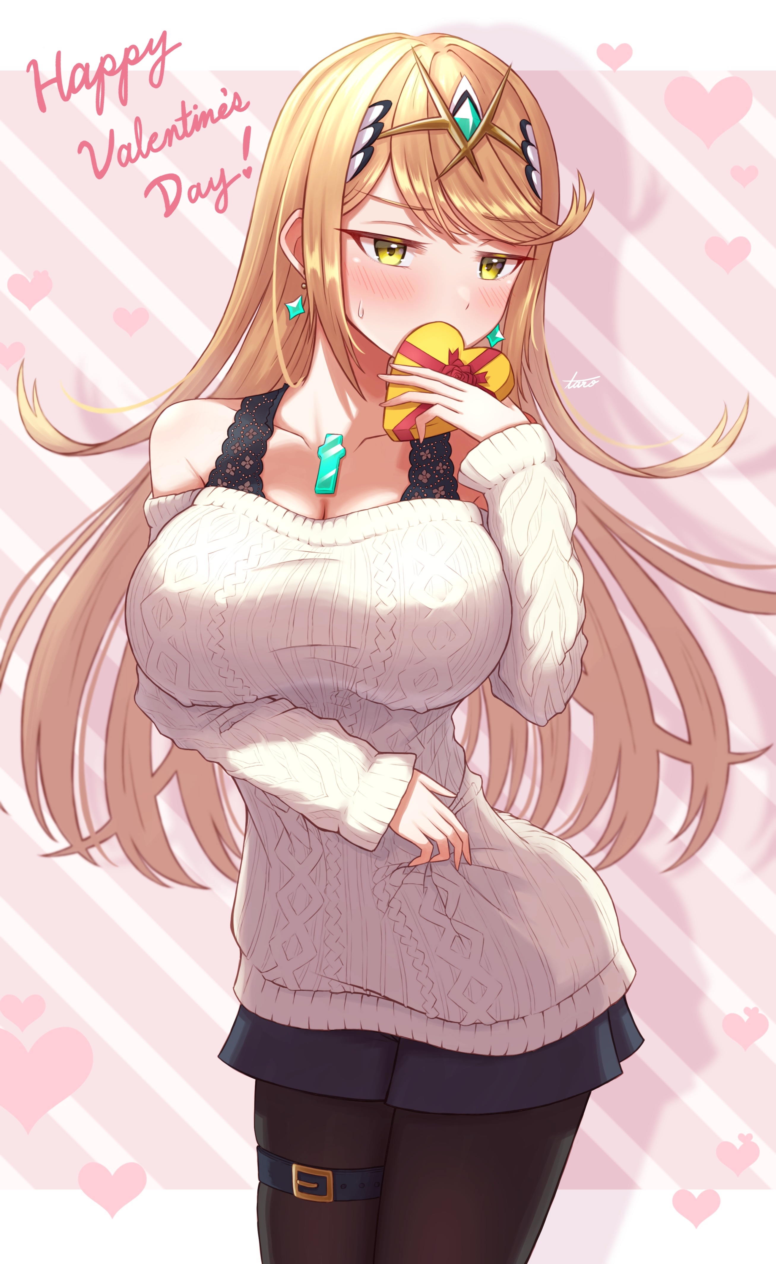 Hikari from Xenoblade Chronicles 2 with Valentine's chocolate HD Phone Wallpaper