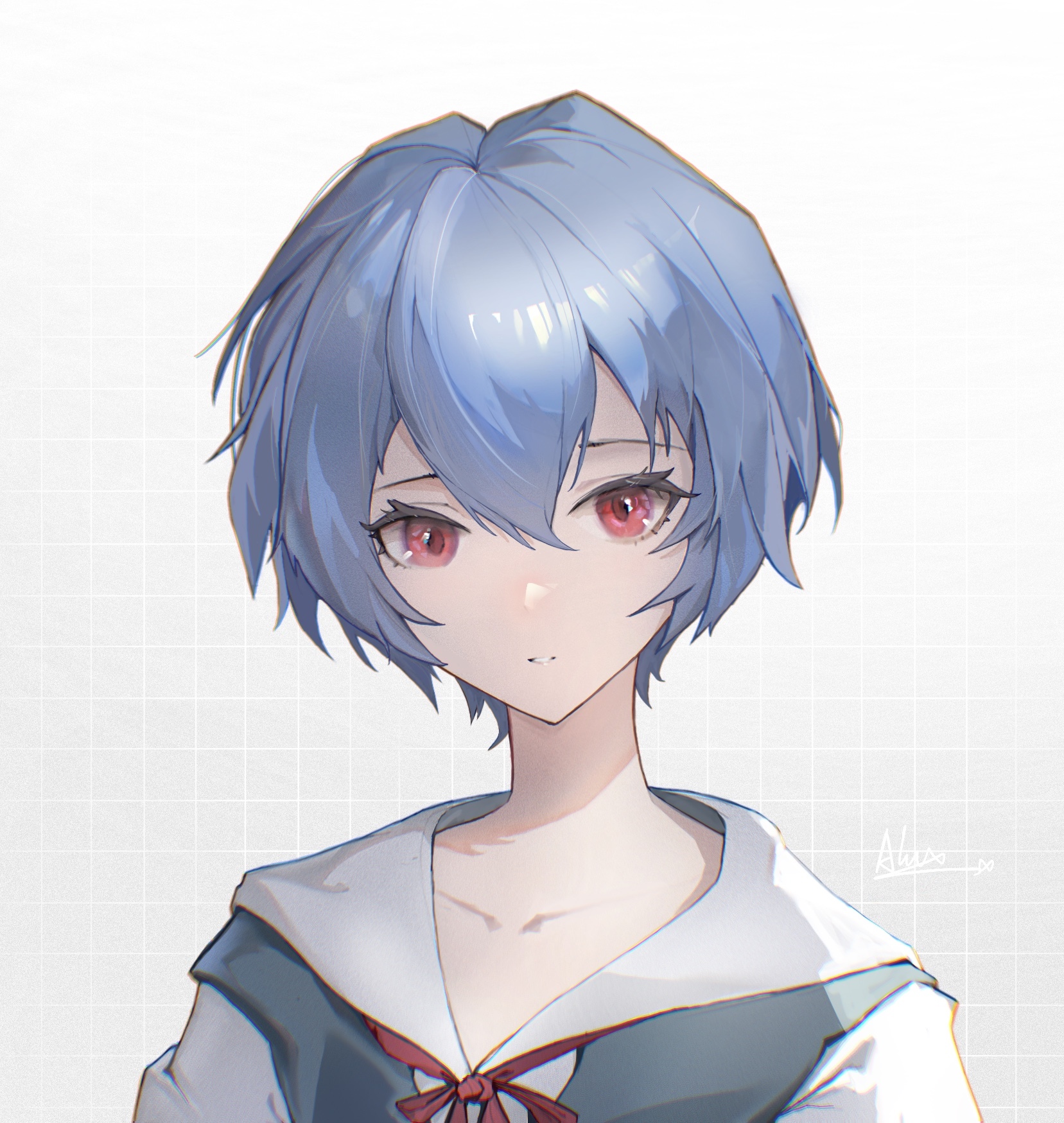 Rei Ayanami from Neon Genesis Evangelion fan art HD Wallpaper