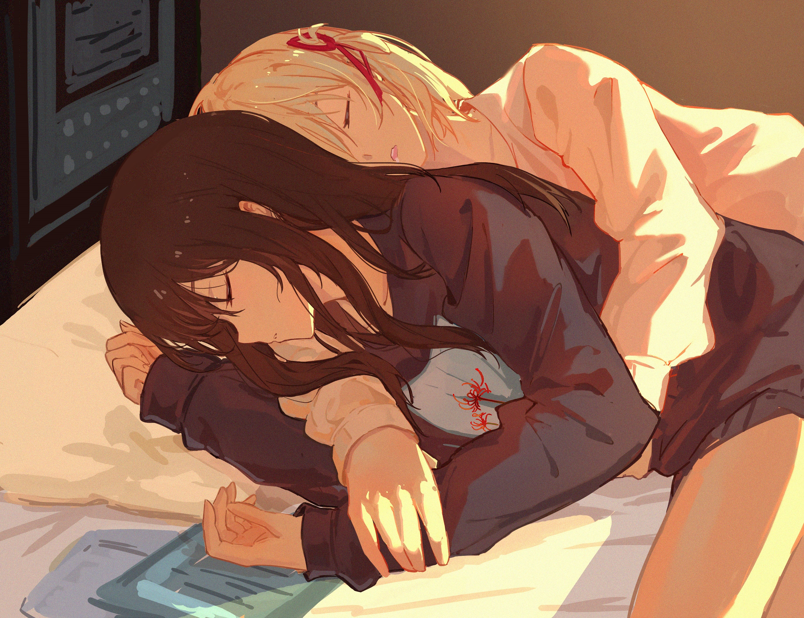 Nishikigi Chisato and Inoue Takina sleeping HD Wallpaper