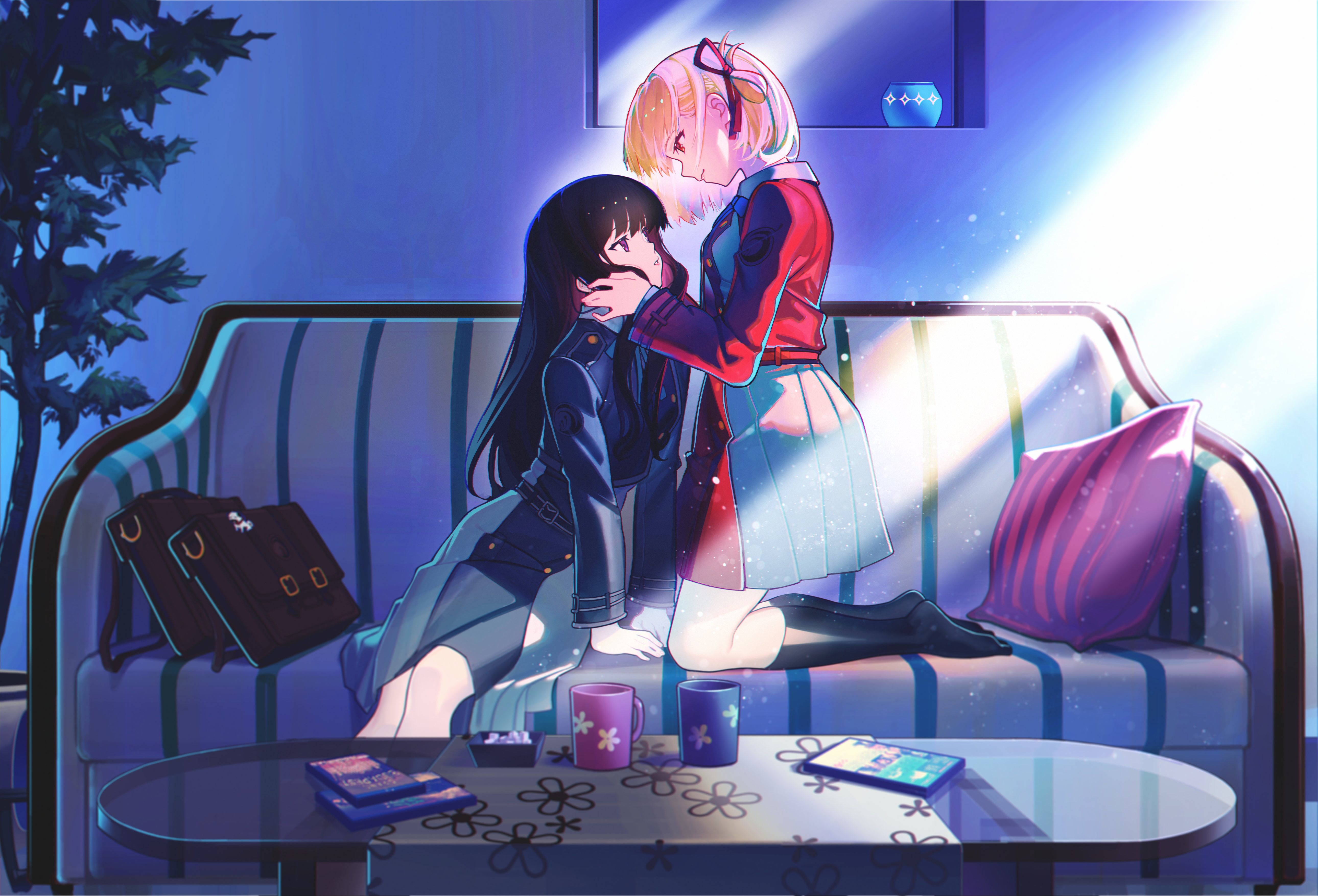 Lycoris Recoil fan art: Inoue Takina and Nishikigi Chisato HD Wallpaper