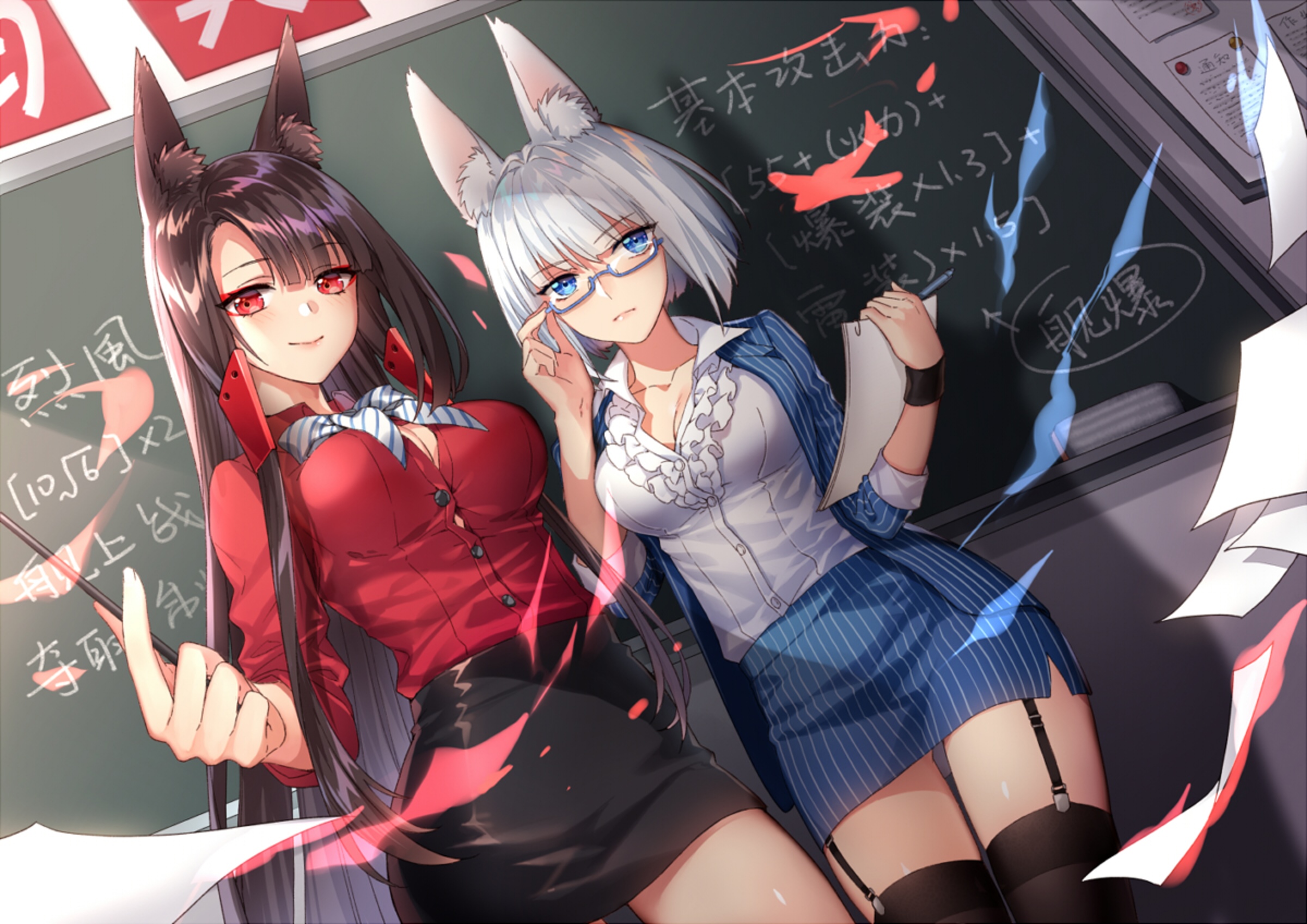Azur Lane Akagi and Kaga as Teachers HD Wallpaper