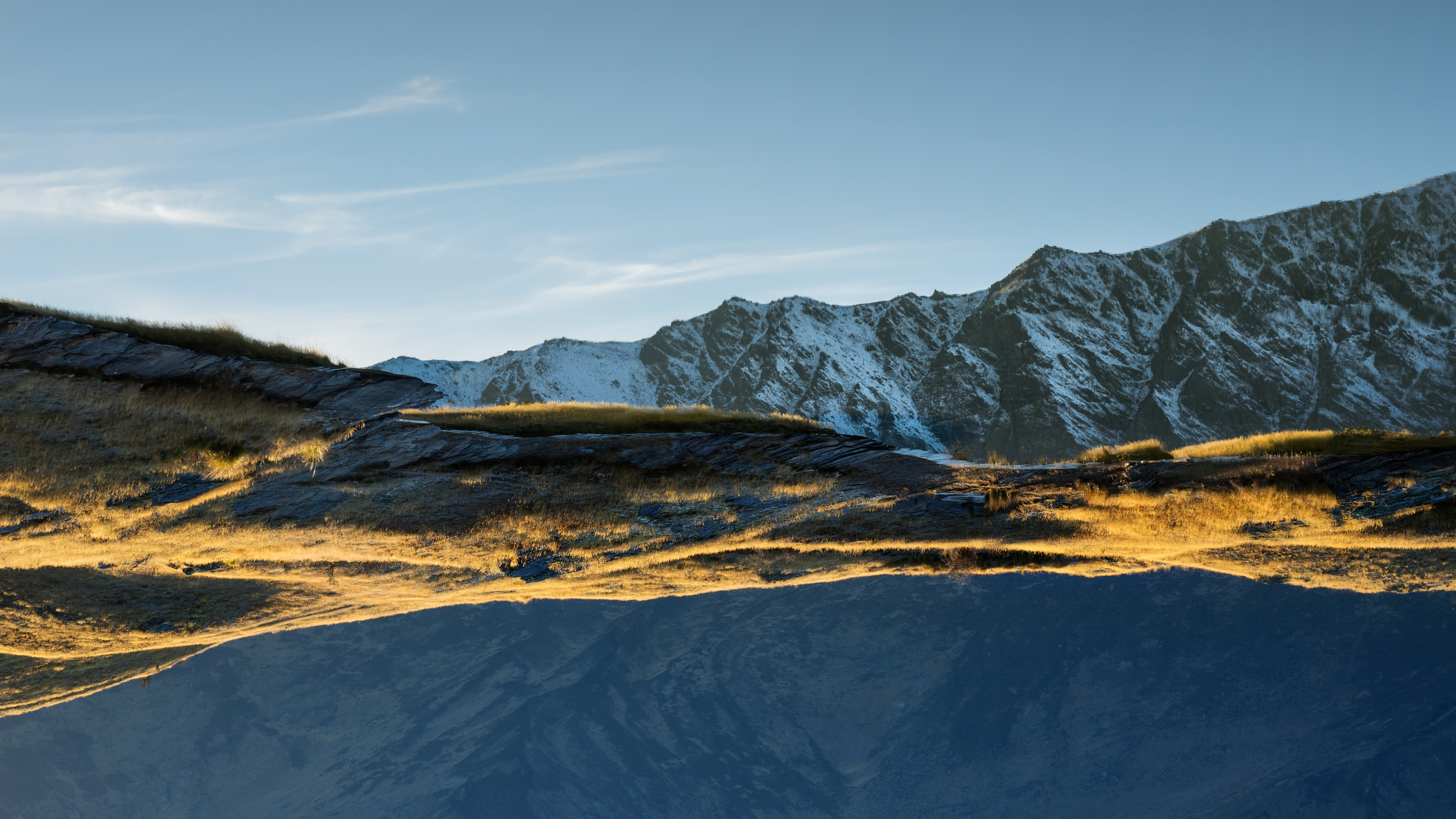 4K Landscape Reflection of Mountains and Field in New Zealand HD Wallpaper