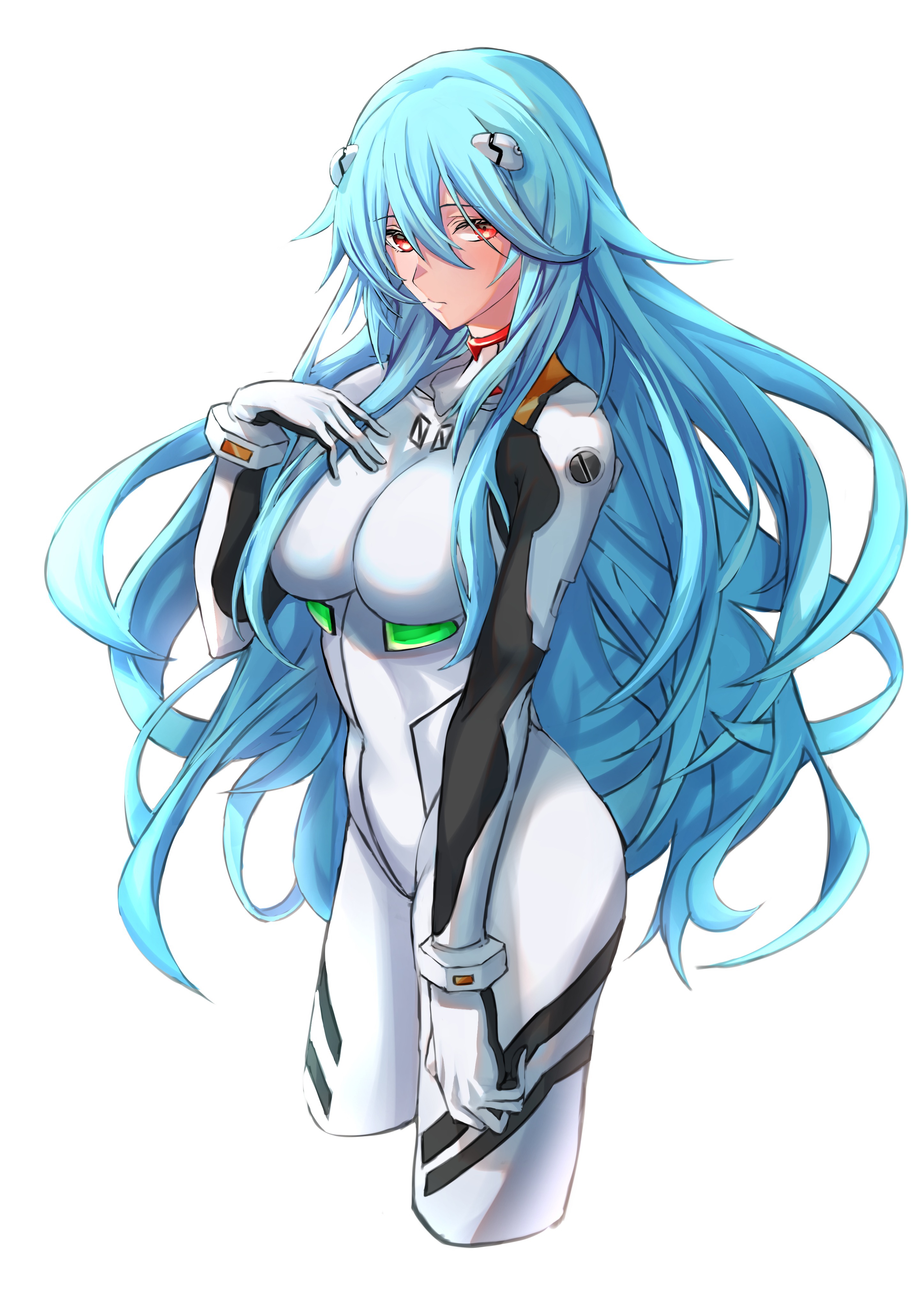 Ayanami Rei in a white bodysuit from Evangelion HD Phone Wallpaper