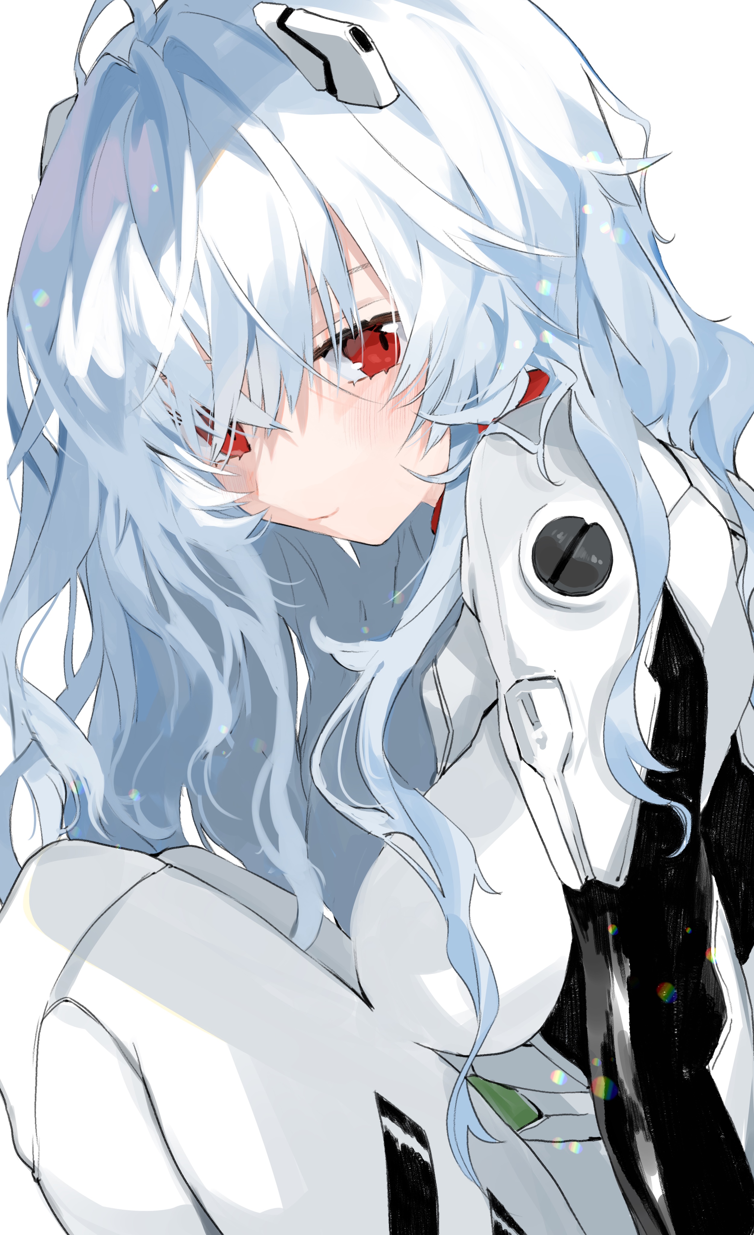 Ayanami Rei in a white bodysuit from Neon Genesis Evangelion HD Phone Wallpaper