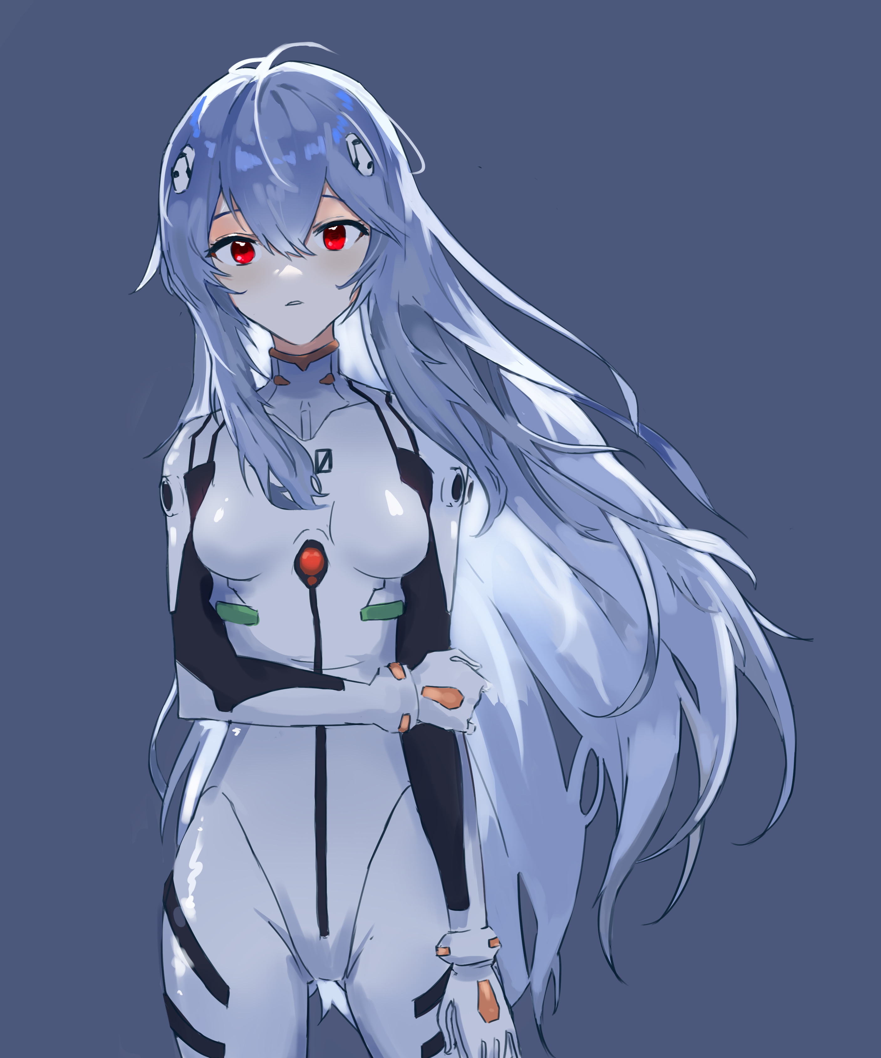 Ayanami Rei in a white bodysuit HD Phone Wallpaper