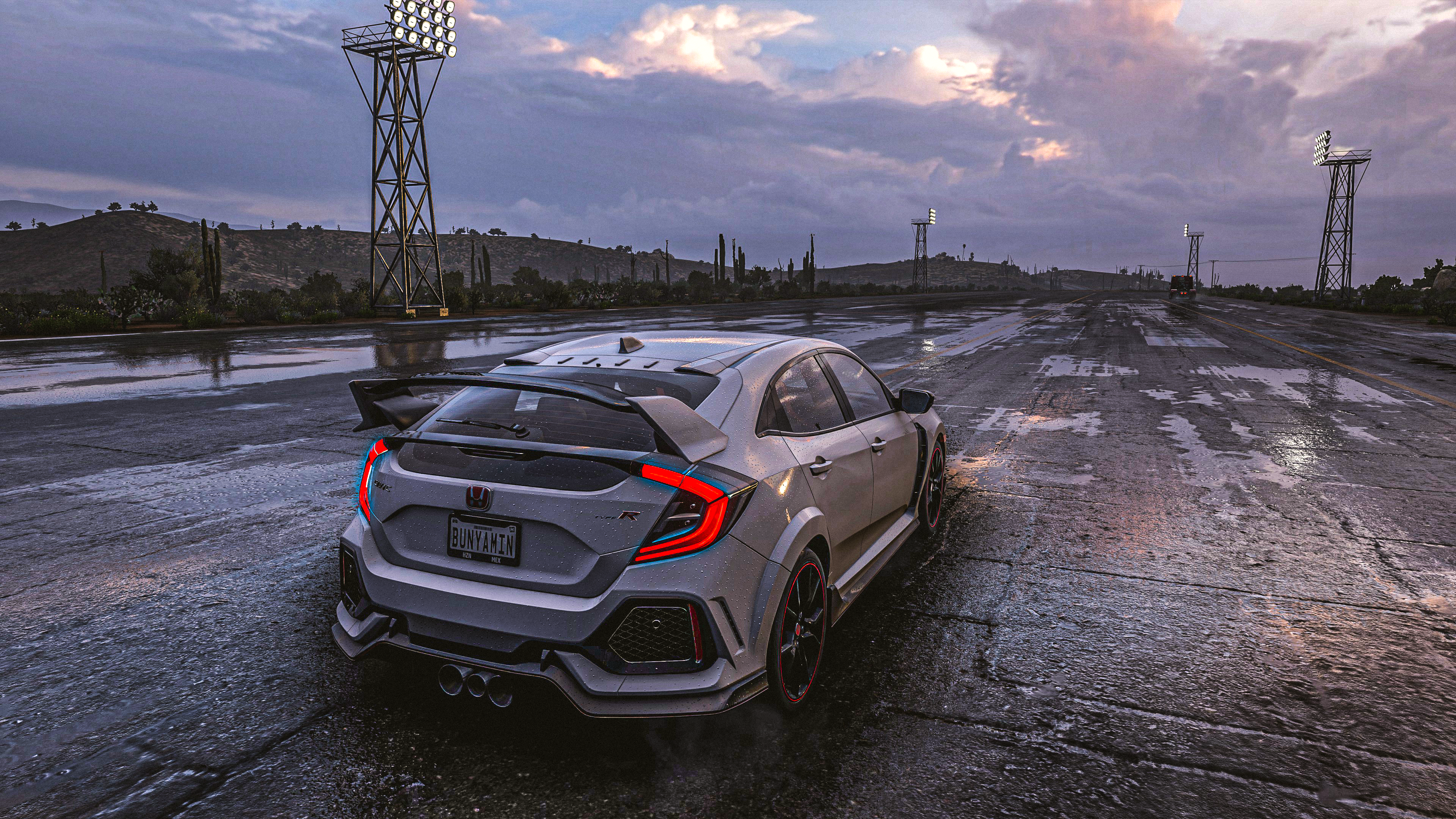 4K Honda Civic Type R in the rain in Forza Horizon 5 HD Wallpaper