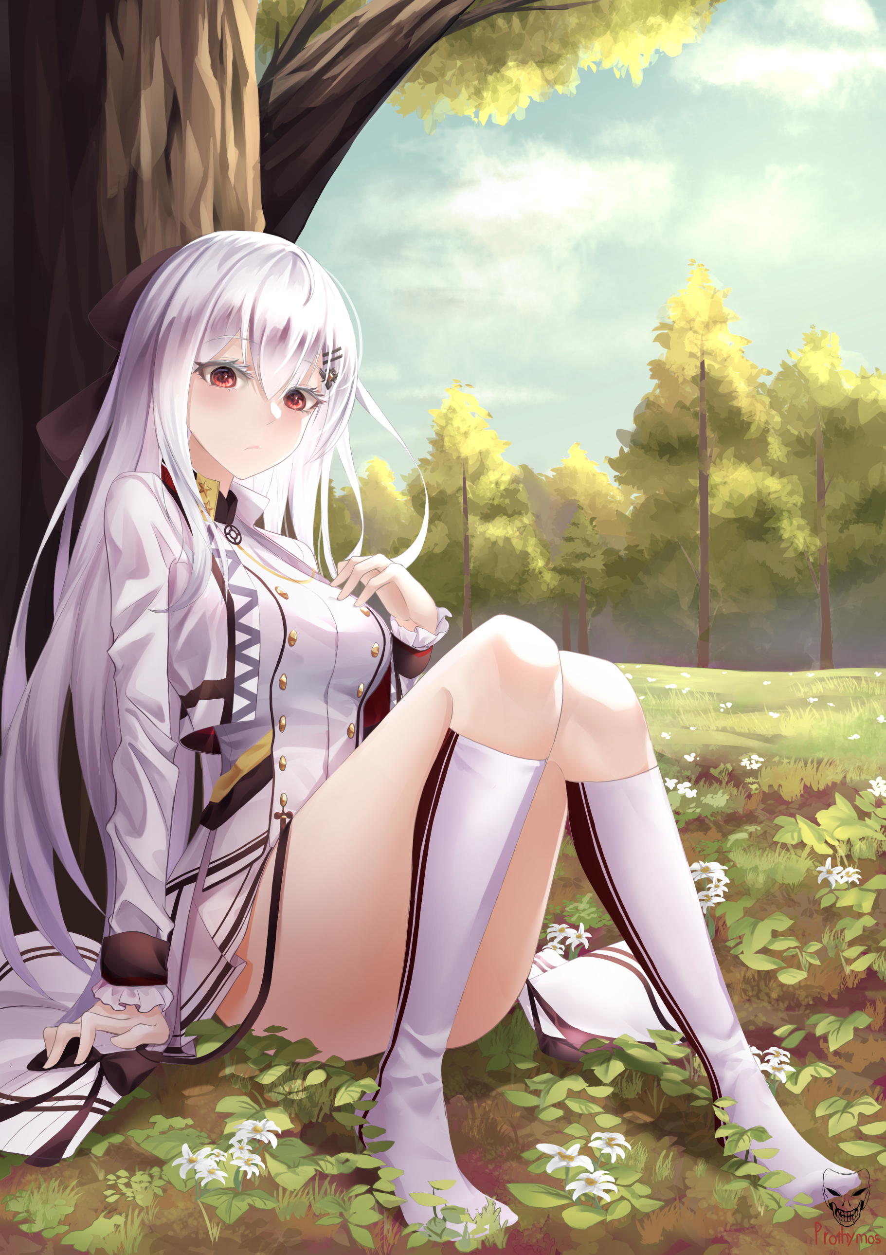 IWS 2000 from Girls Frontline sitting under a tree HD Phone Wallpaper