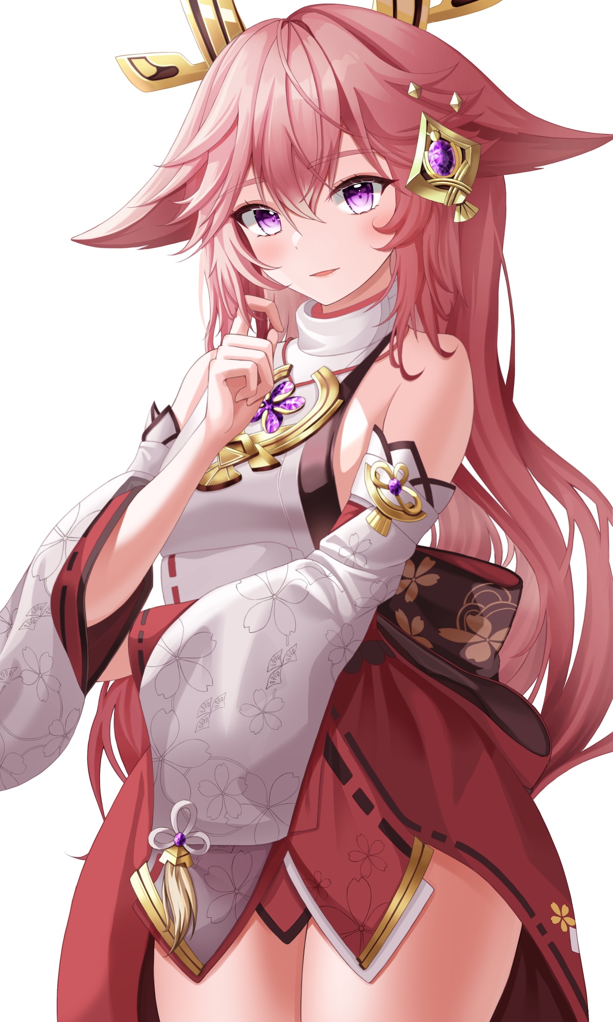 Yae Miko from Genshin Impact with pink hair HD Phone Wallpaper