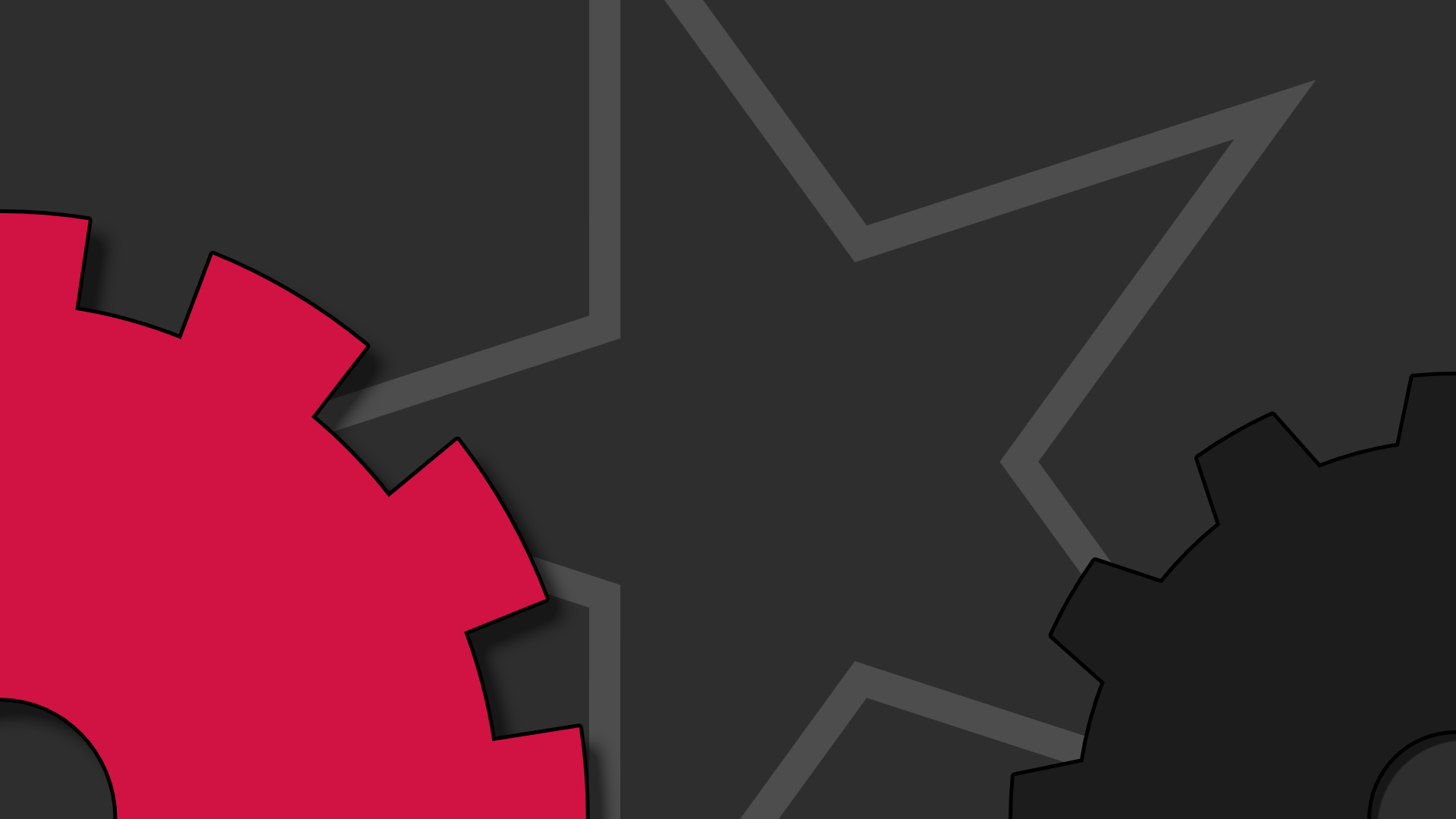 Red and black gears with gray star overlay HD Wallpaper