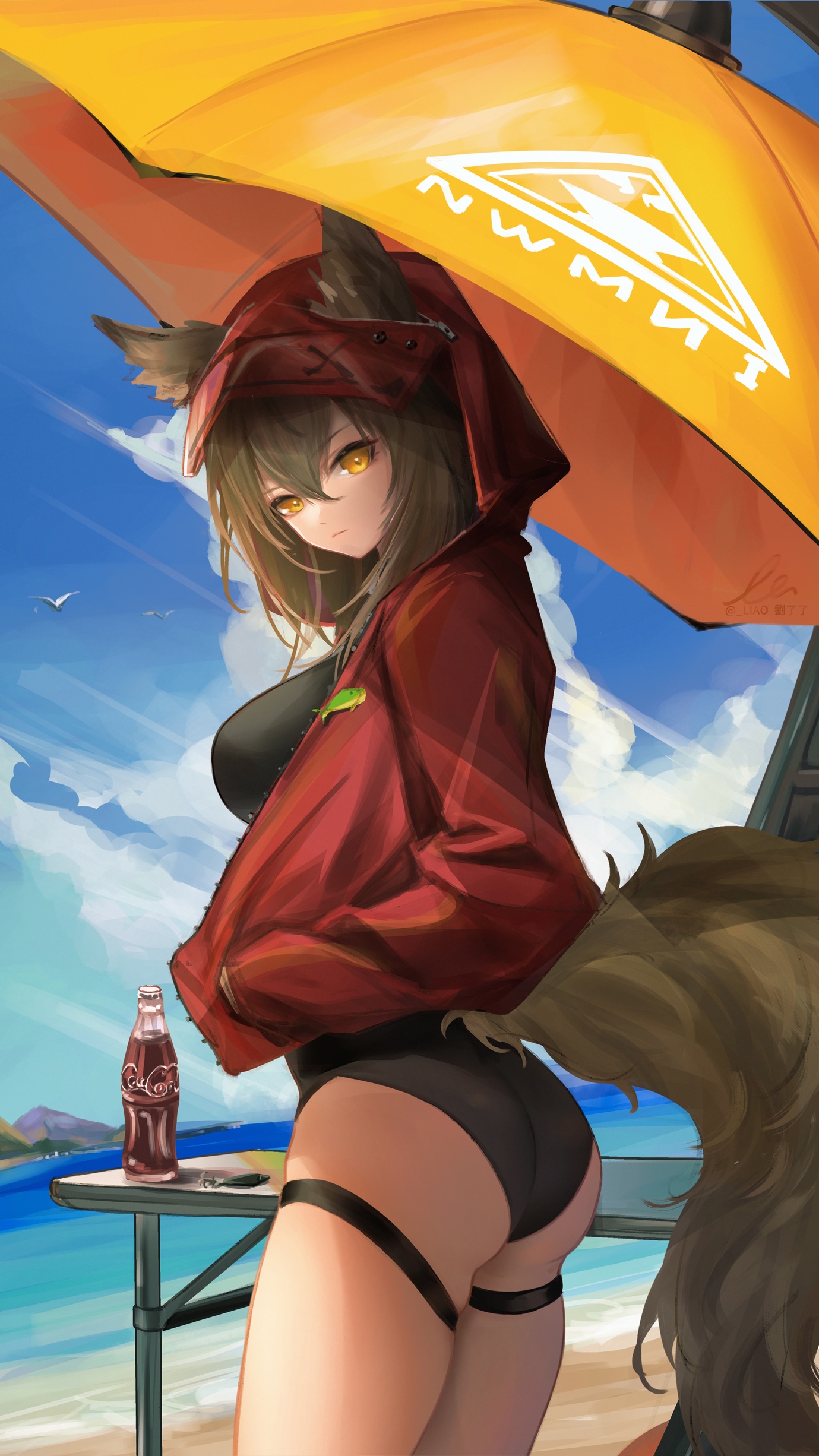Projekt Red Fox Girl in Swimsuit with Coca-Cola HD Phone Wallpaper