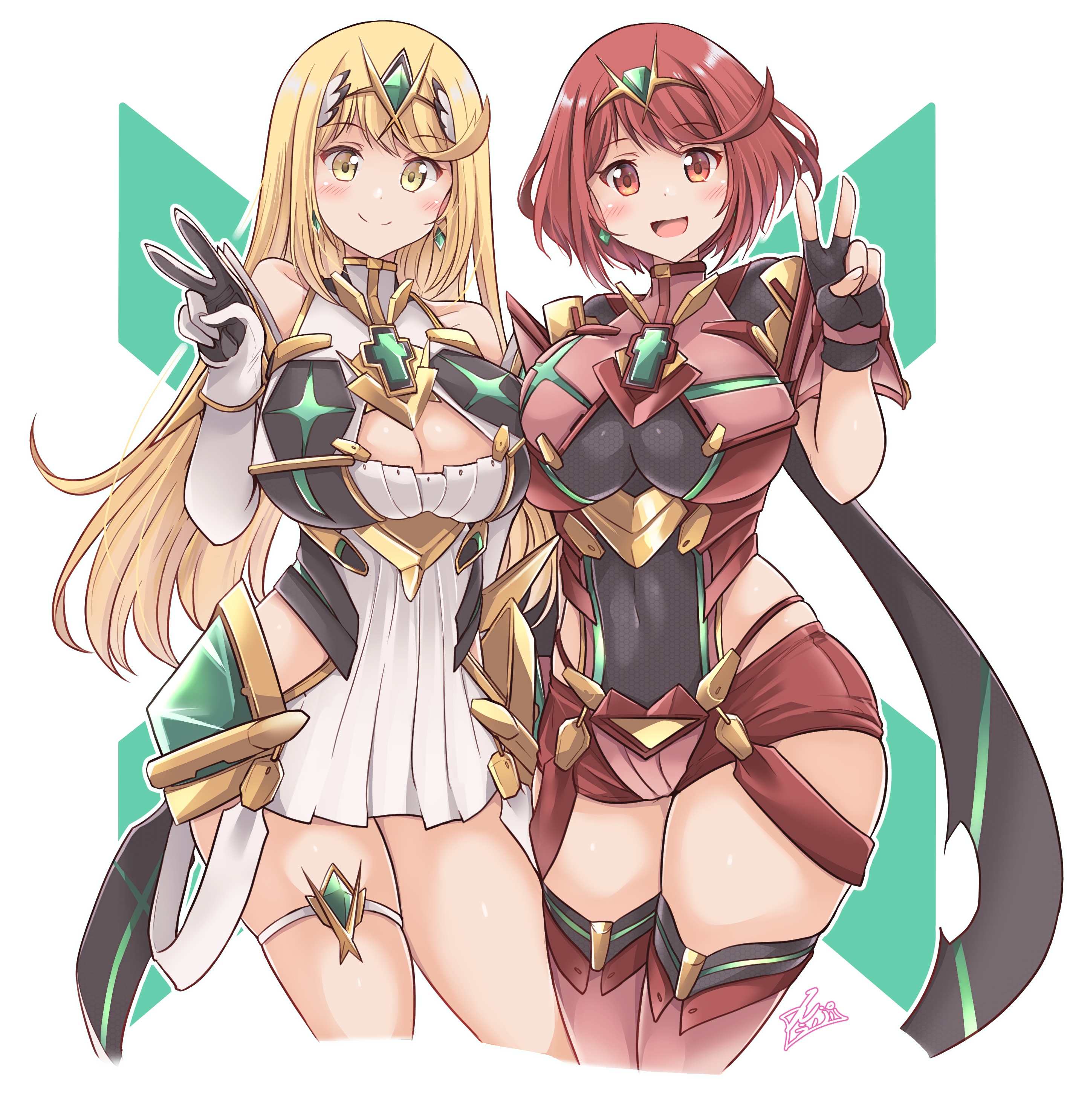 Homura and Hikari from Xenoblade Chronicles 2 fan art HD Wallpaper