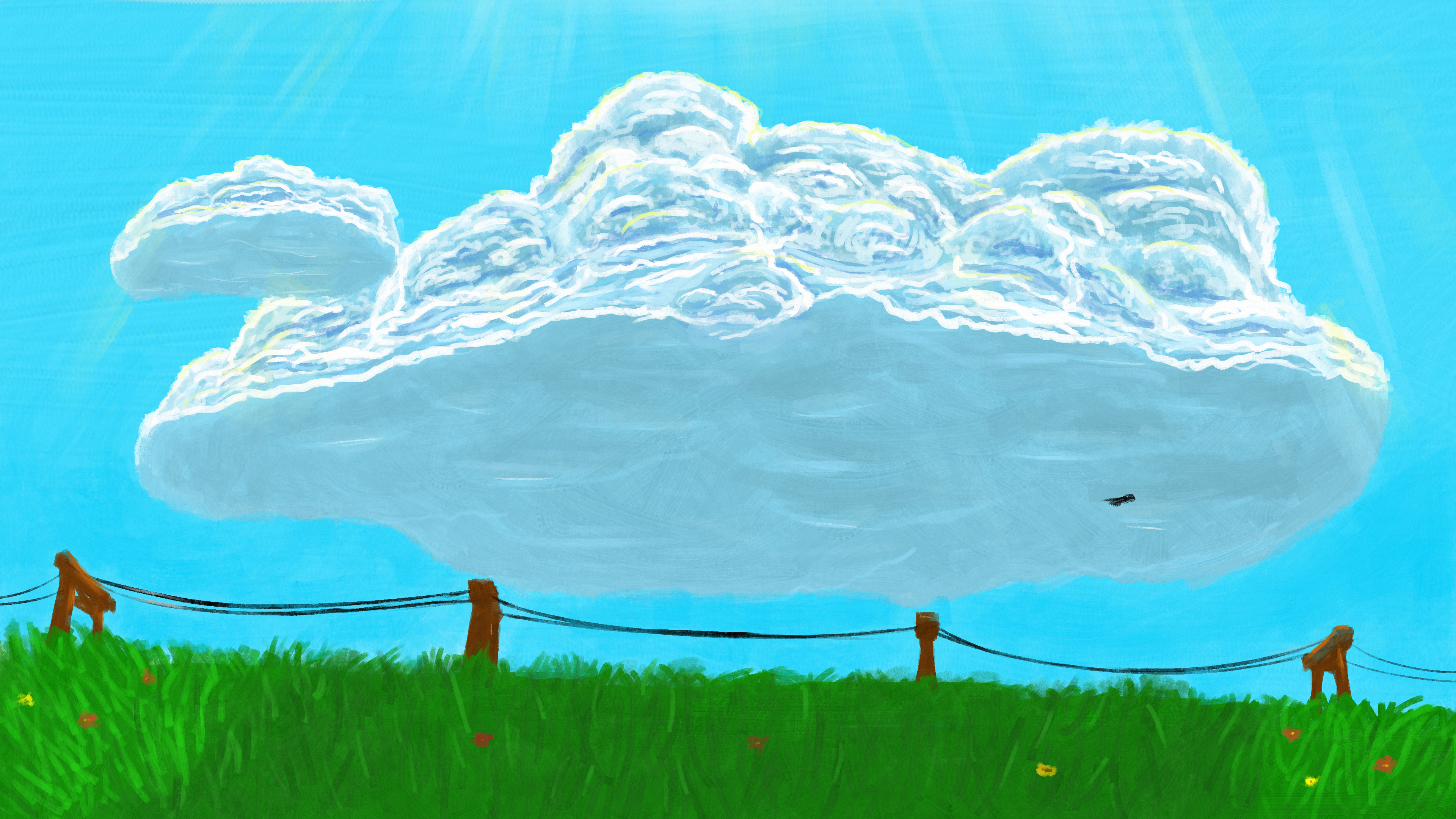 4K landscape with clouds and grass HD Wallpaper