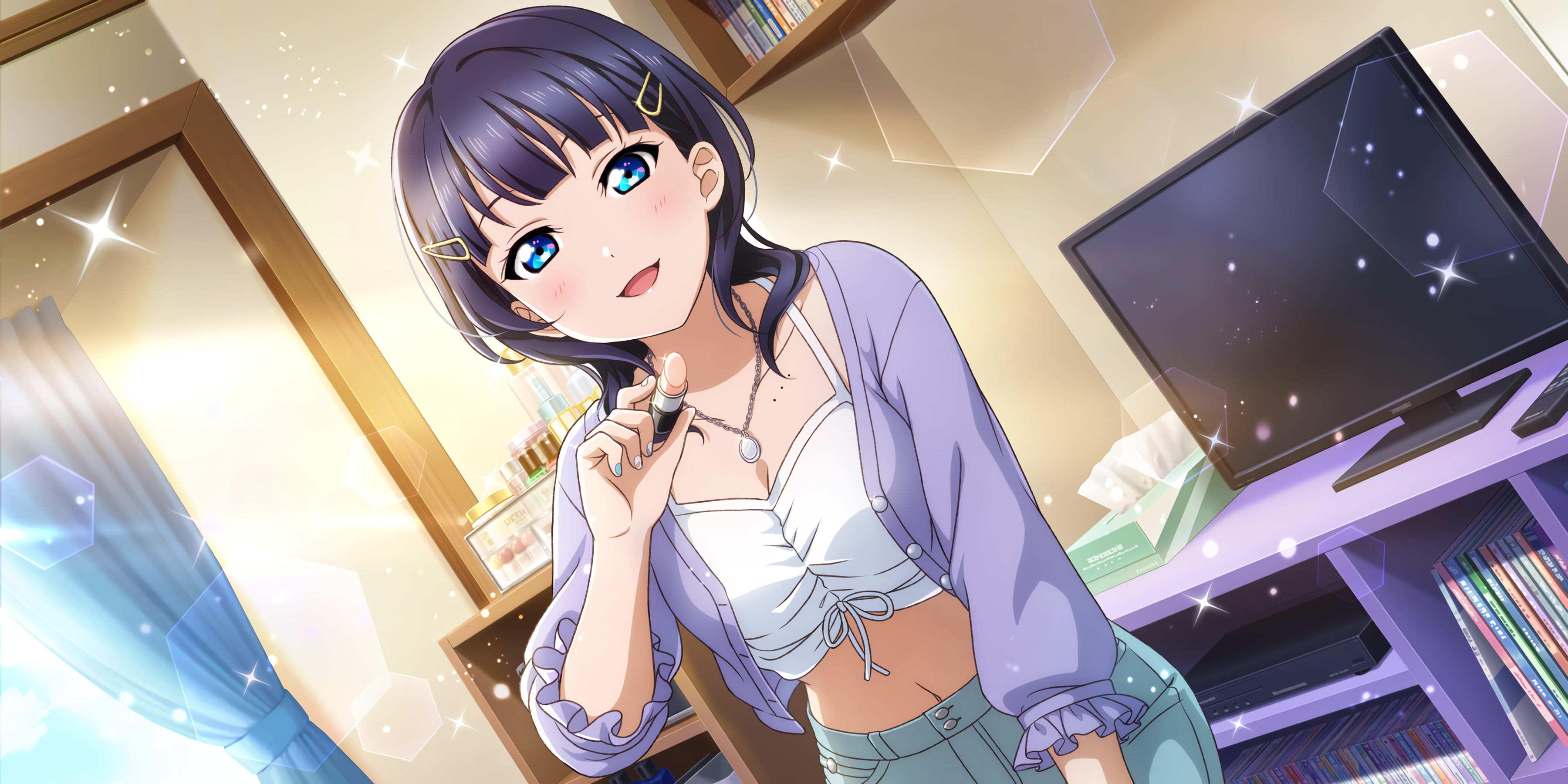 Asaka Karin holding lipstick in her room HD Wallpaper