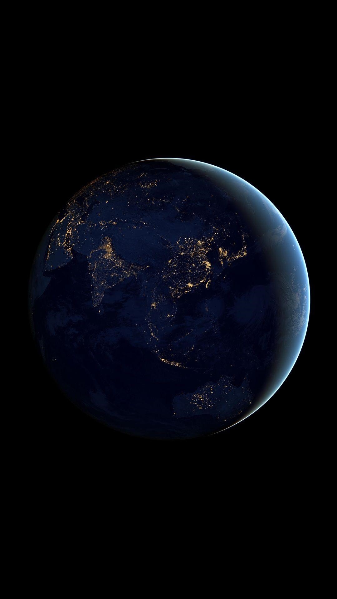 Earth at night from space with city lights HD Phone Wallpaper