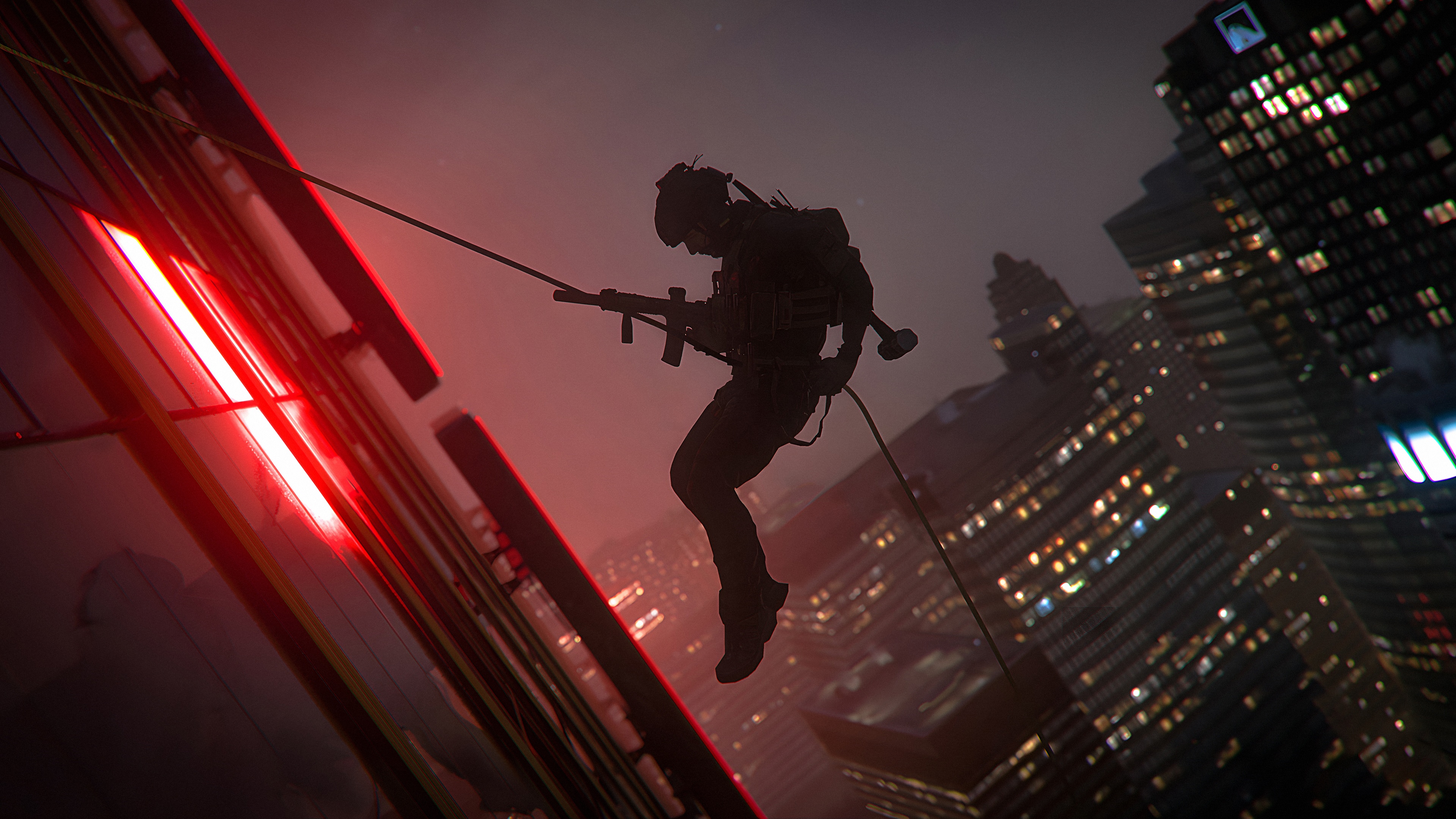 4K Call of Duty: Modern Warfare II Soldier Rappelling HD Wallpaper