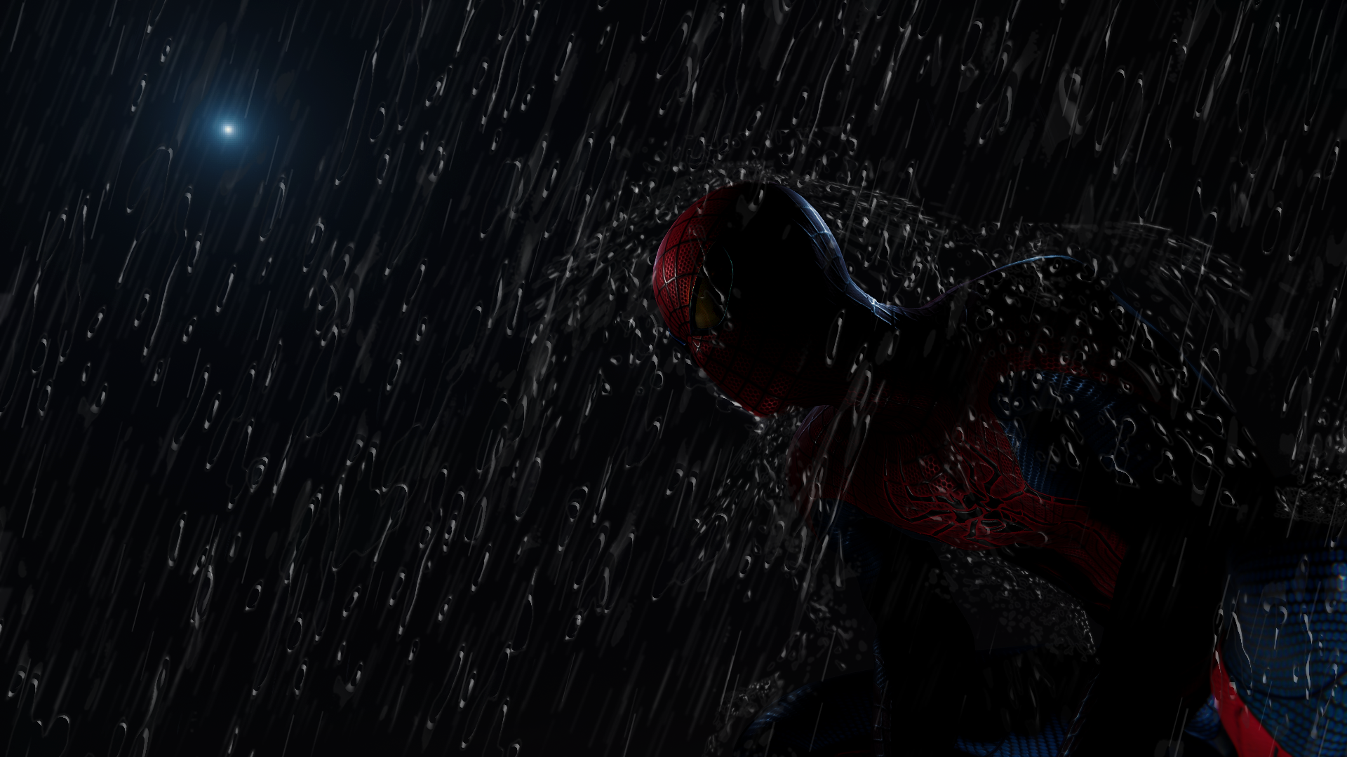 Spider-Man in the rain at night HD Wallpaper