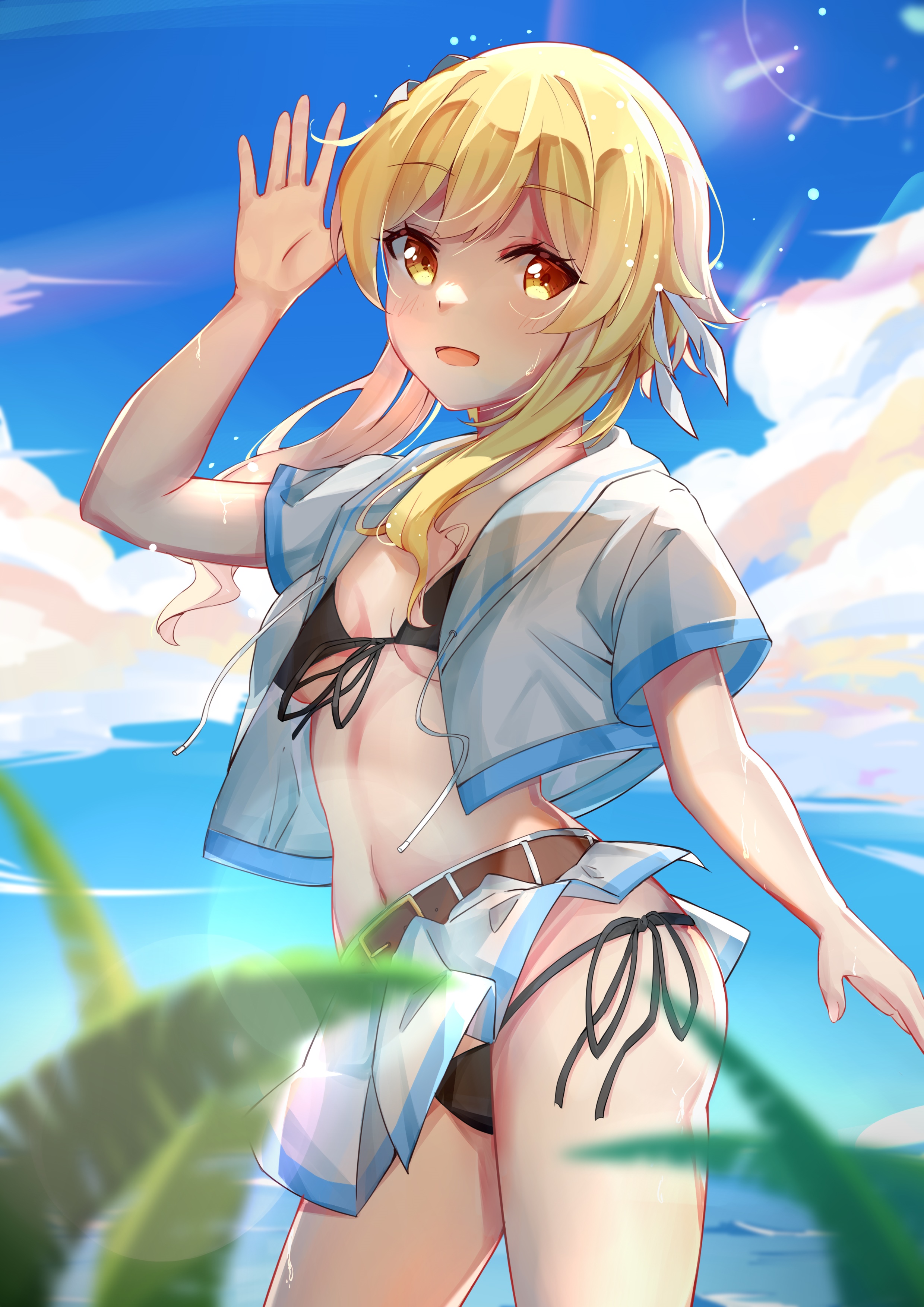 Lumine in a bikini on a beach HD Phone Wallpaper