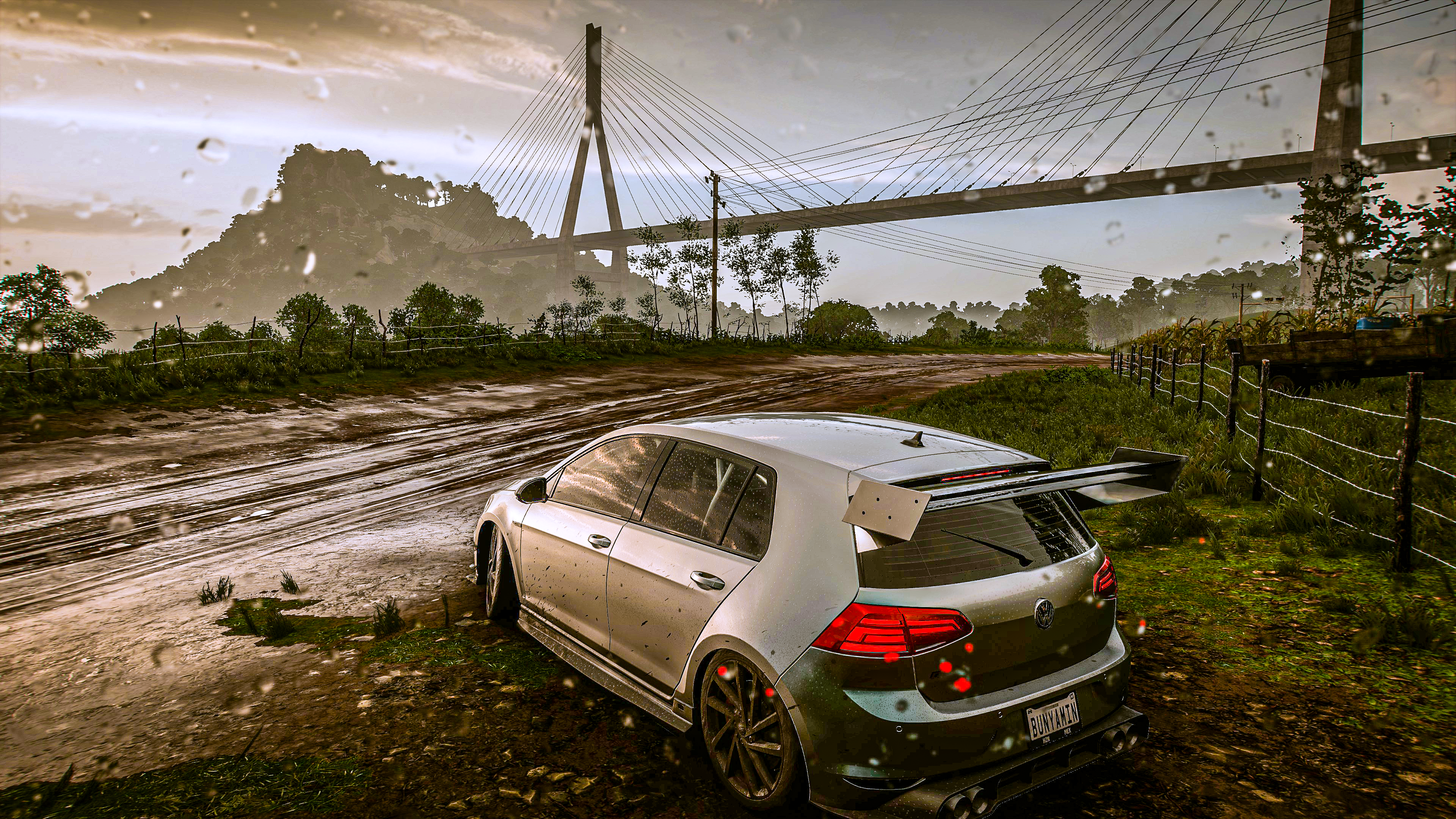 Forza Horizon 5: Volkswagen Golf on a Rainy Road HD Wallpaper