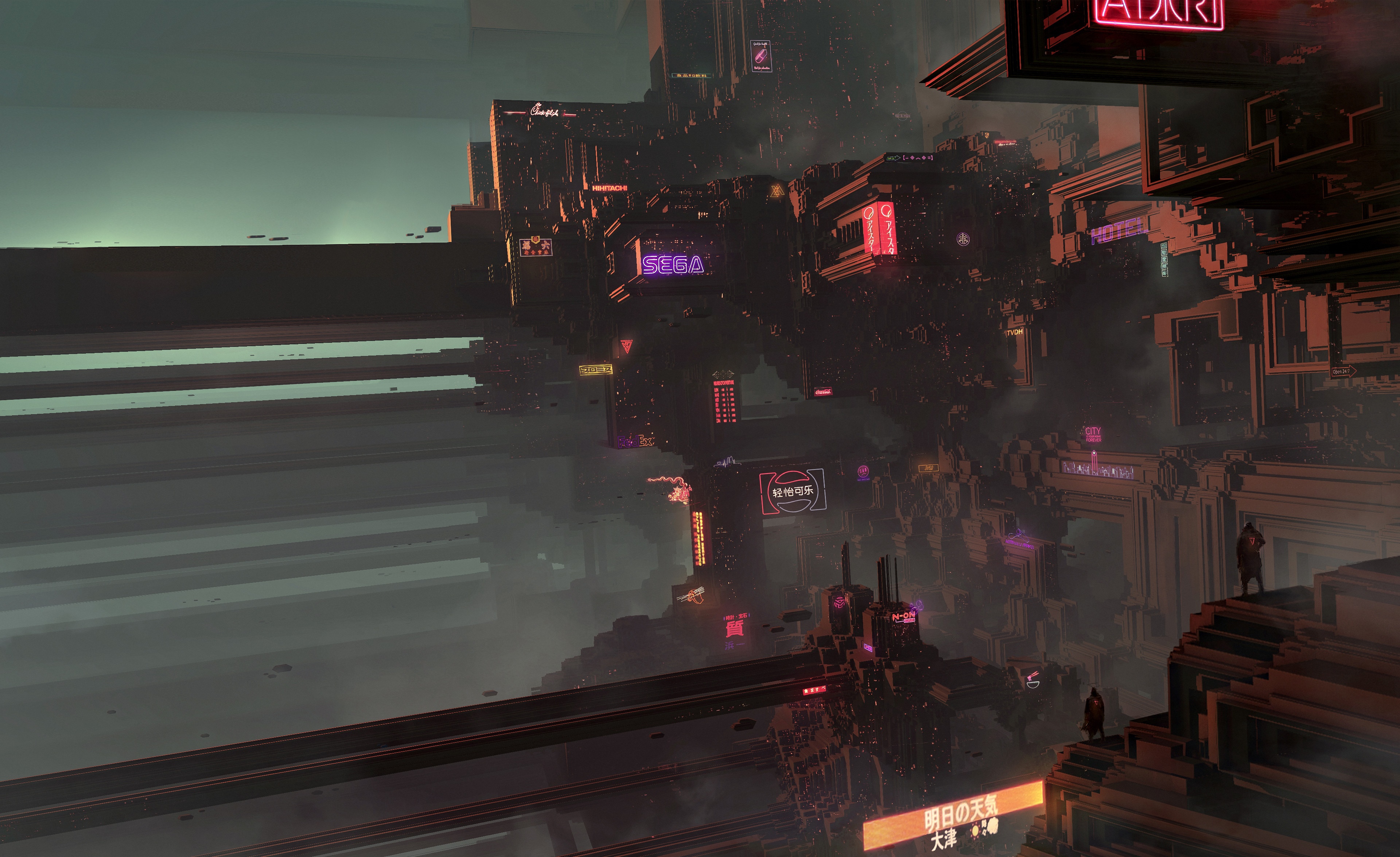 4K Cyberpunk Cityscape with Neon Signs HD Wallpaper