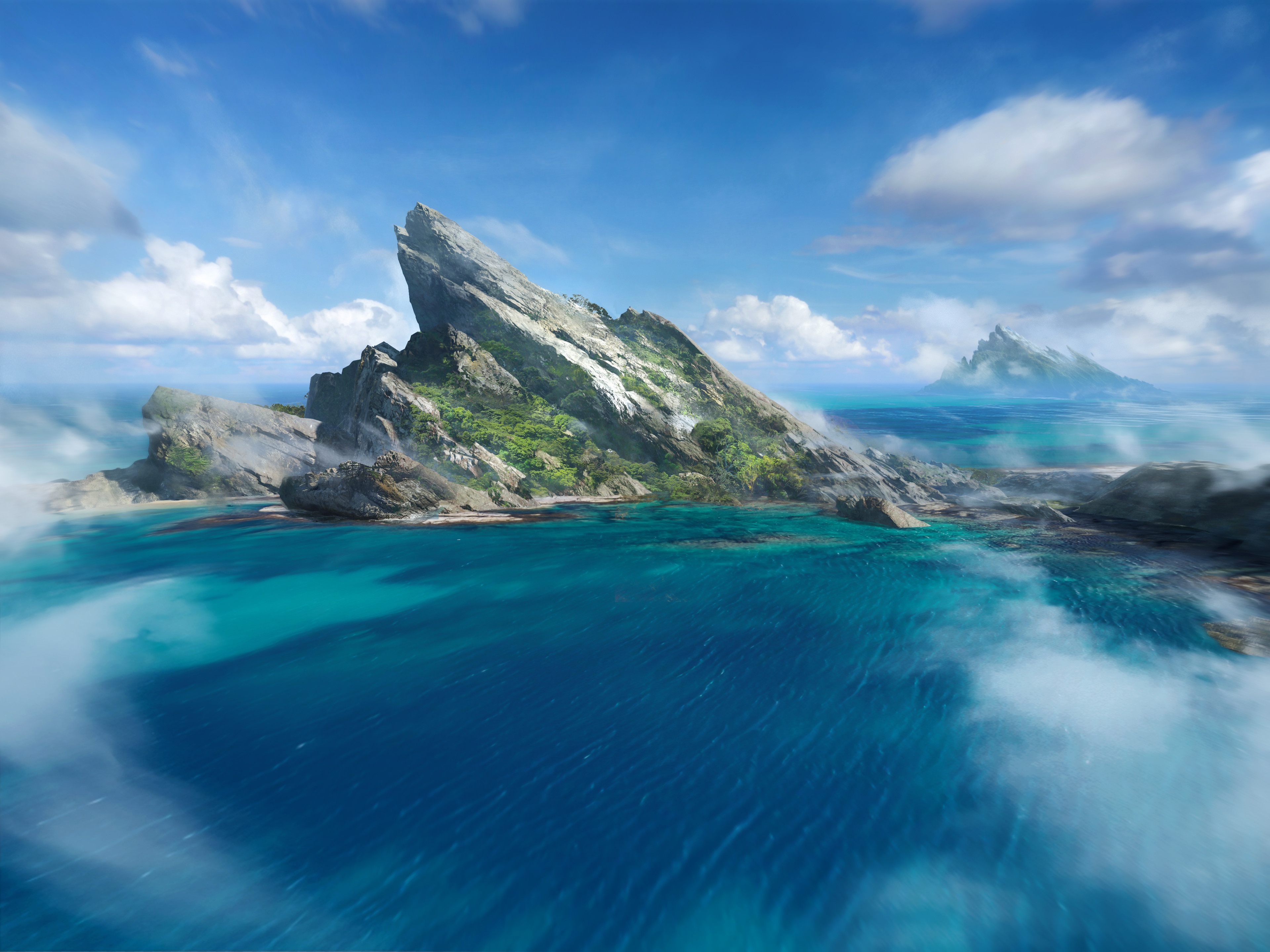 4K Island Landscape with Rocky Mountains and Ocean HD Wallpaper