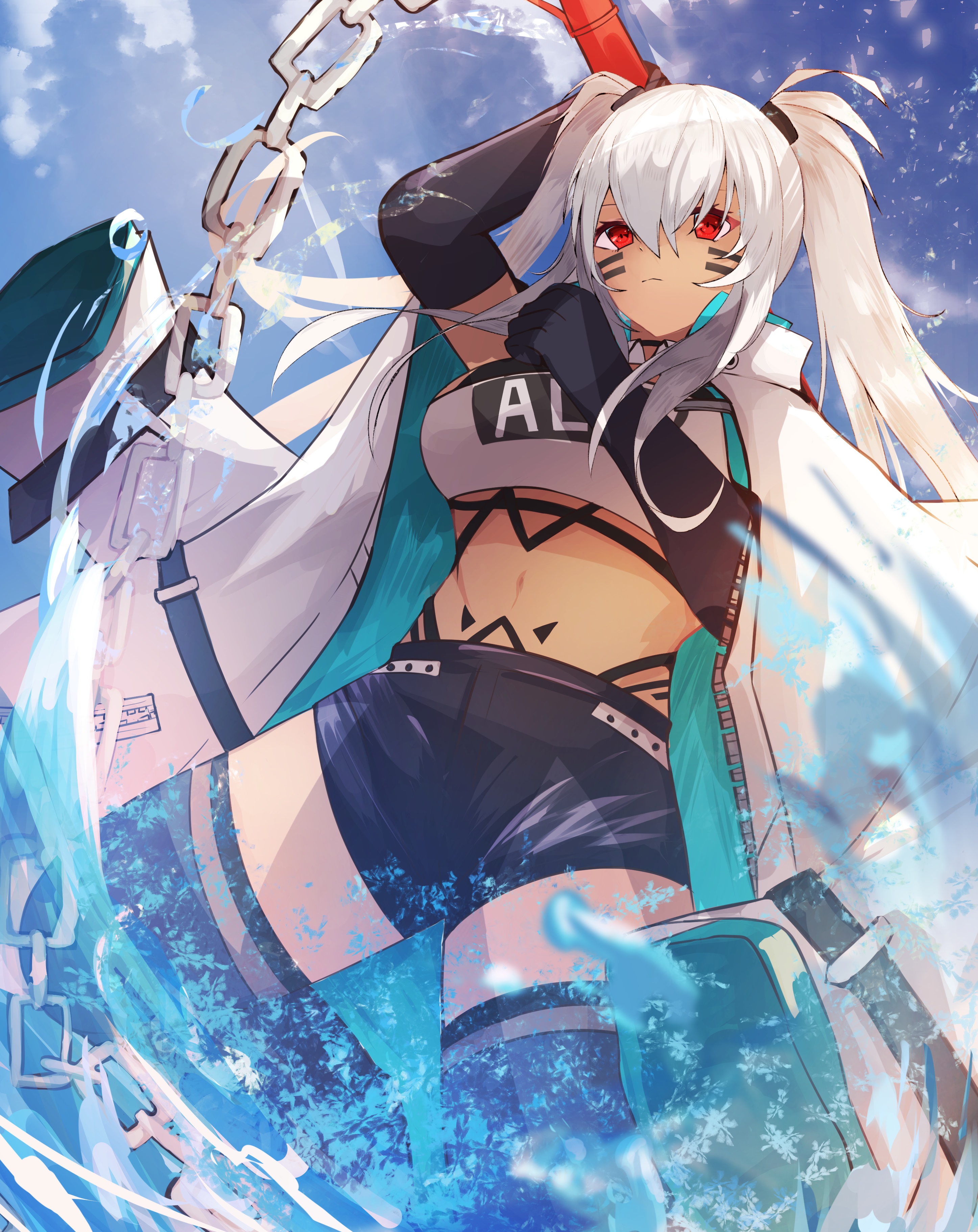 Alabama from Azur Lane with red eyes and white hair HD Phone Wallpaper