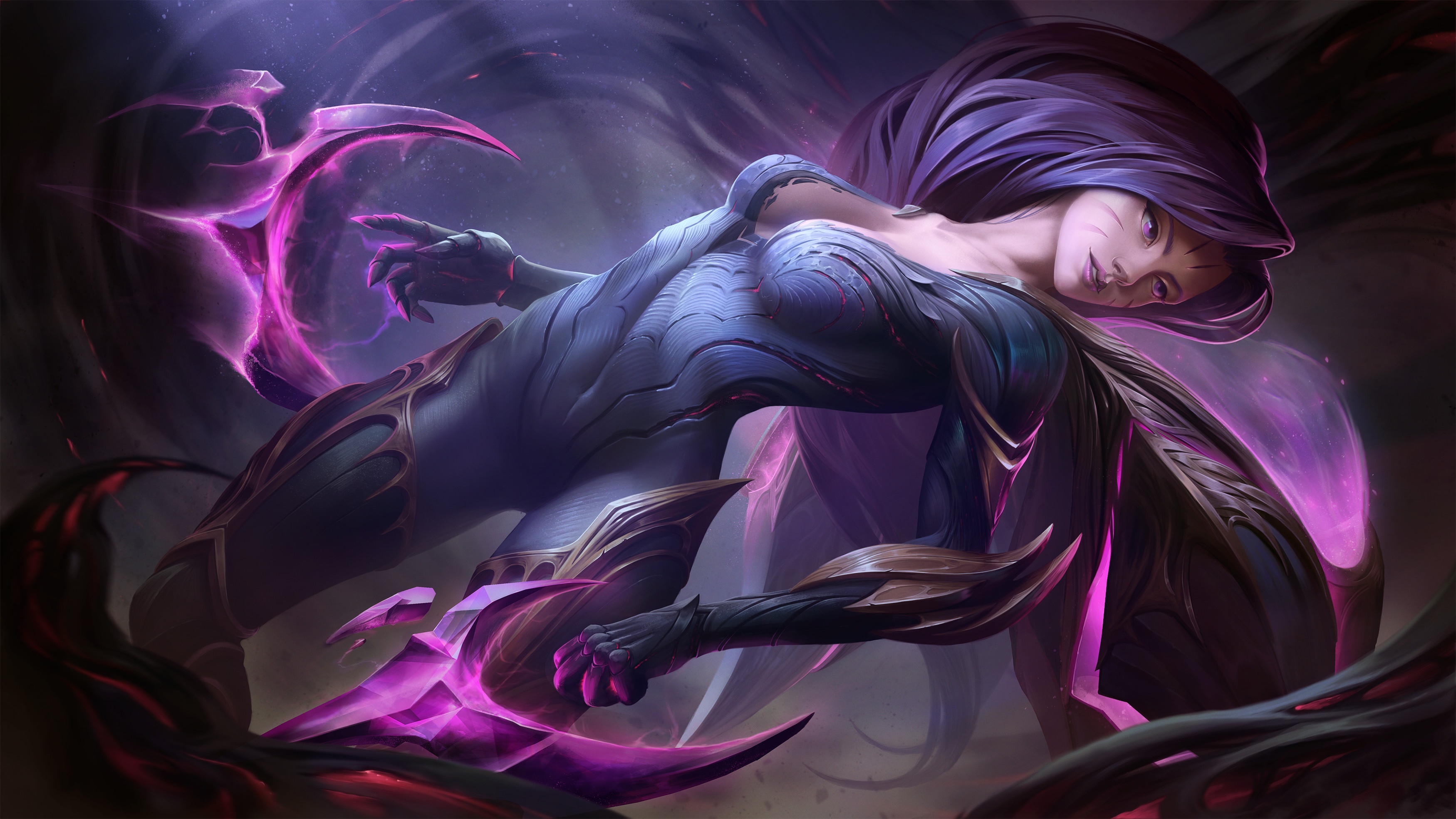 Kai'Sa from League of Legends with purple hair HD Wallpaper