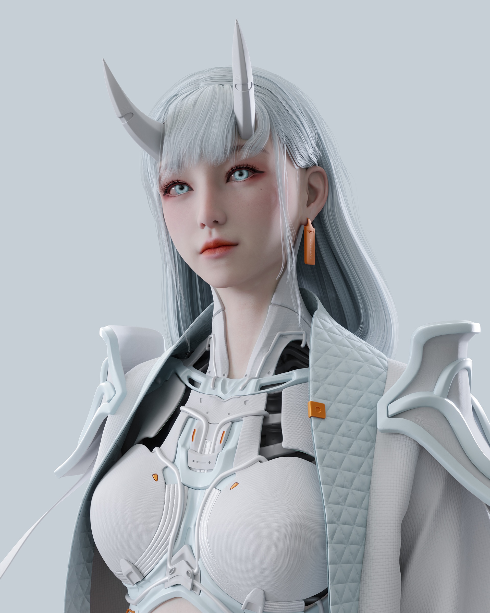 San Limo with horns and cyberpunk armor HD Phone Wallpaper