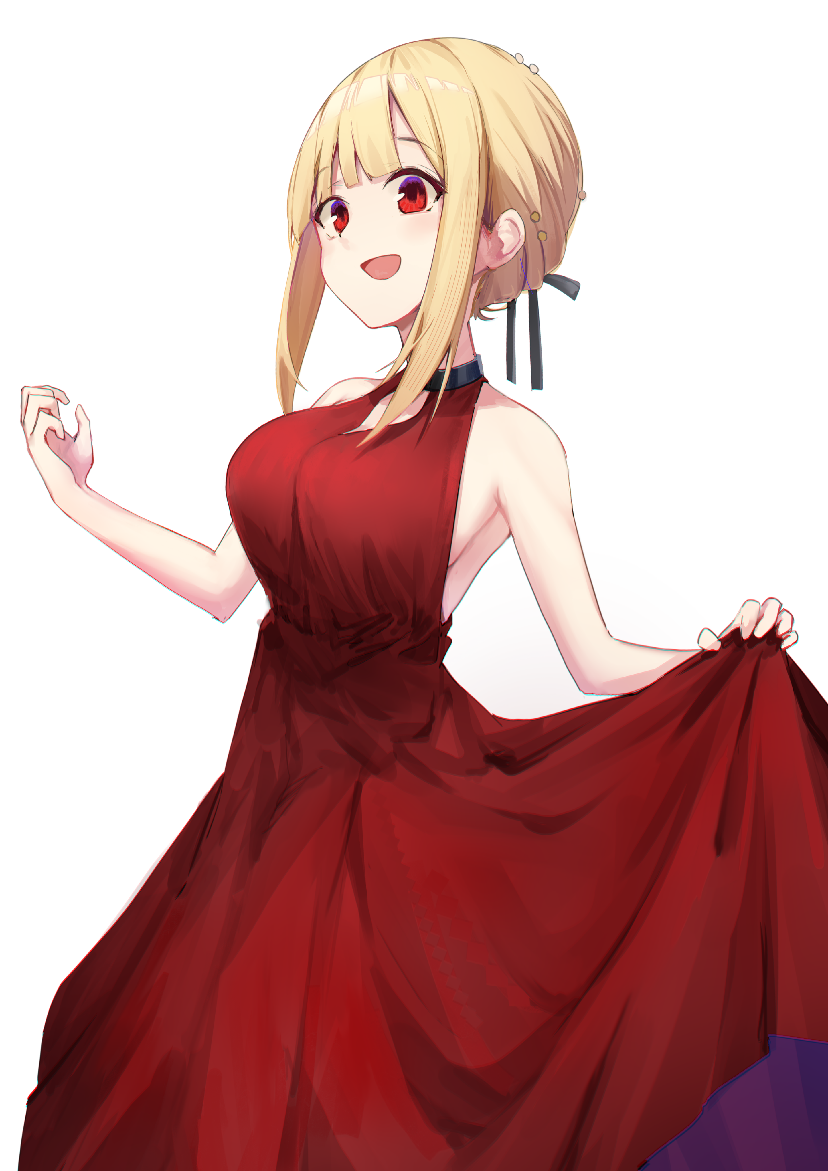 Nishikigi Chisato in a red dress HD Phone Wallpaper
