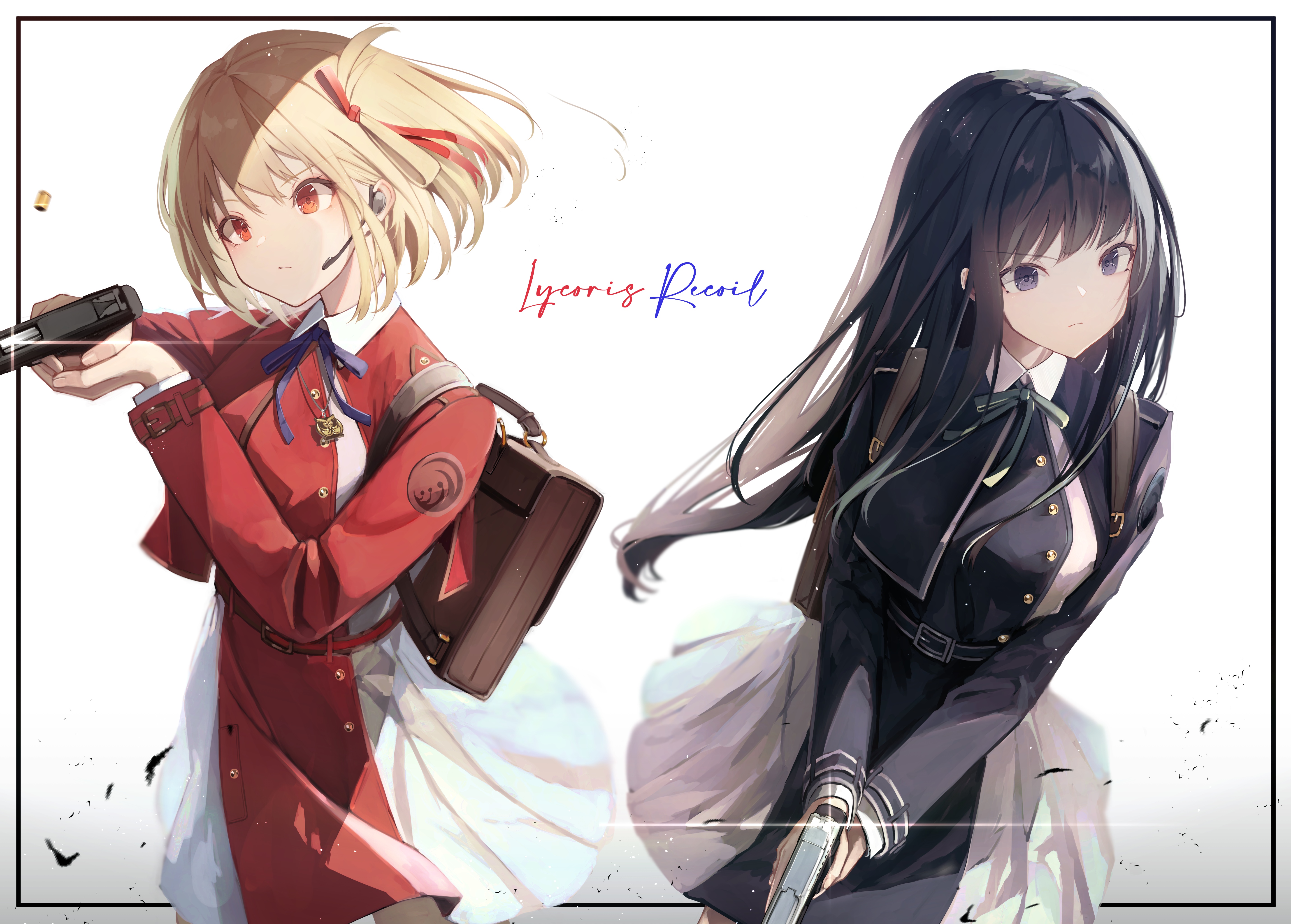 4K Lycoris Recoil: Nishikigi Chisato and Inoue Takina fan art HD Wallpaper