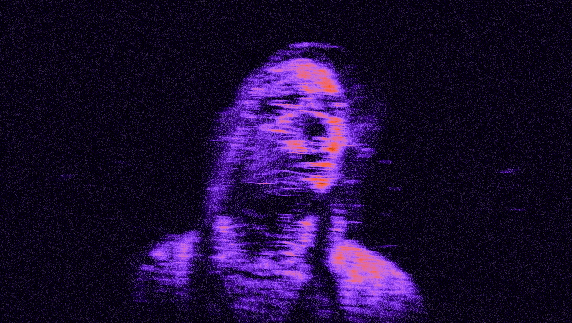Distorted purple face with VHS noise HD Wallpaper
