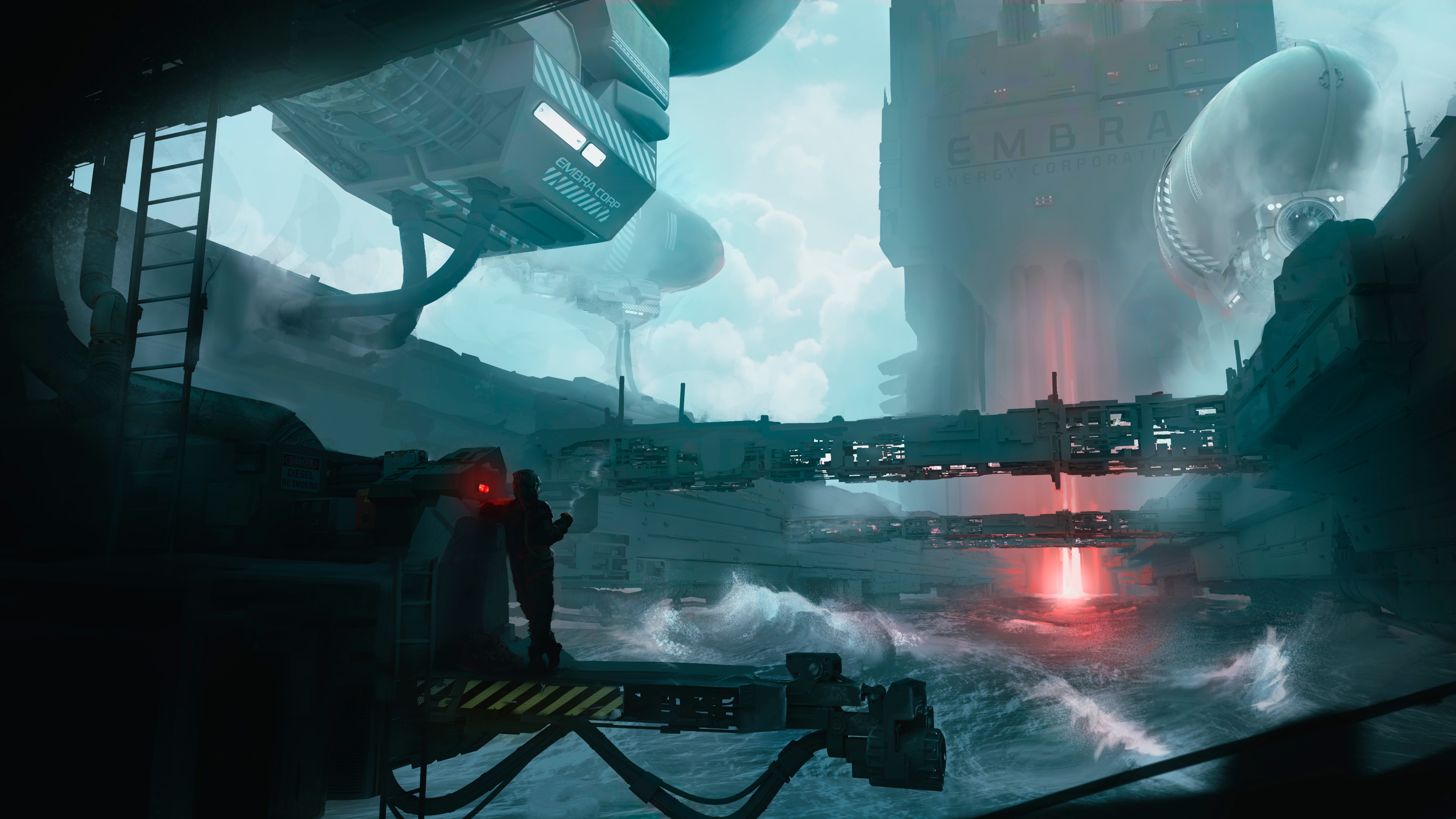 Embra Corp Industrial Sci-Fi Architecture HD Wallpaper